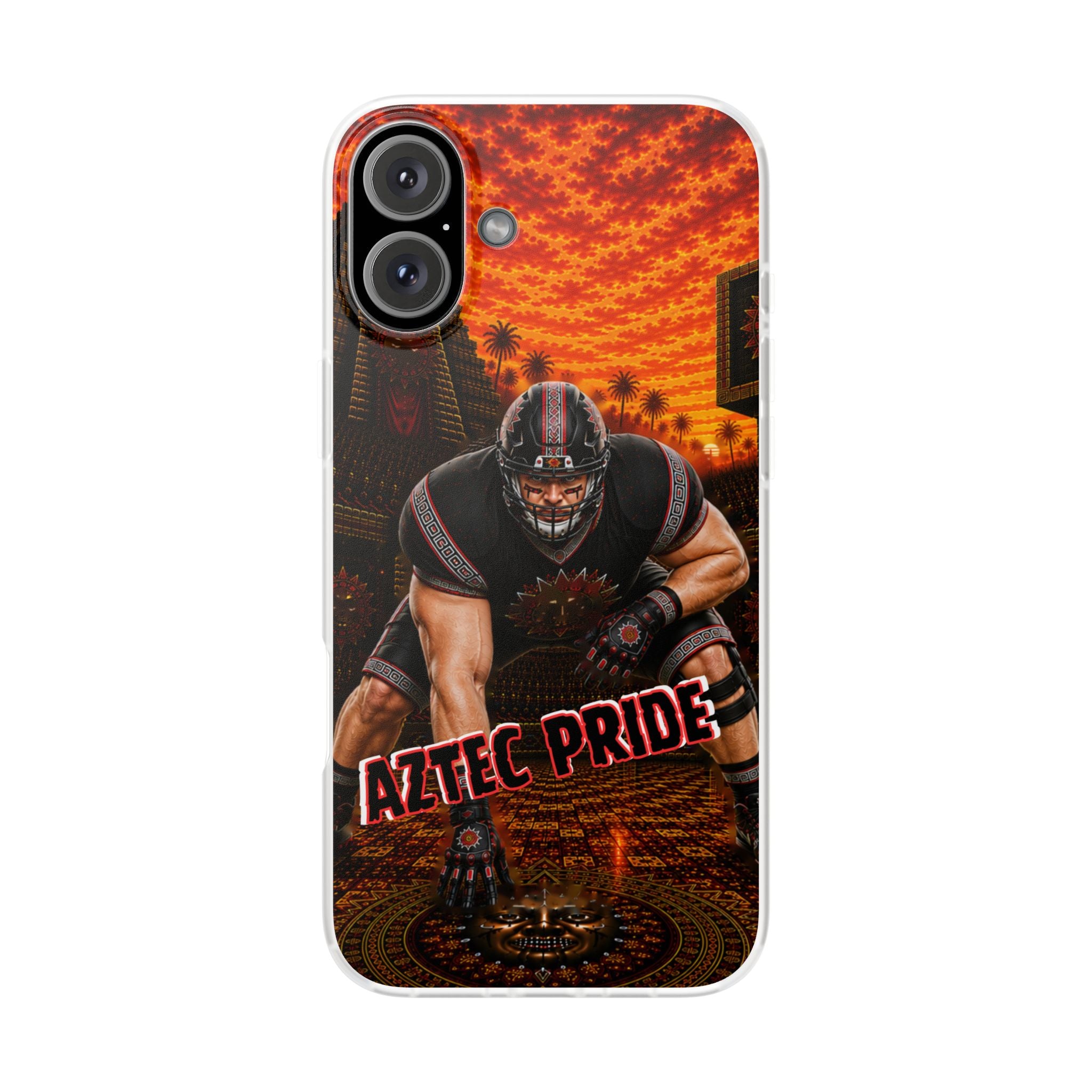 Aztec Football Warrior – Flexi Phone Case (iPhone & Samsung • Clear TPU • Made & Shipped in the USA • 🚚 FREE USA Shipping • Personalized Option)