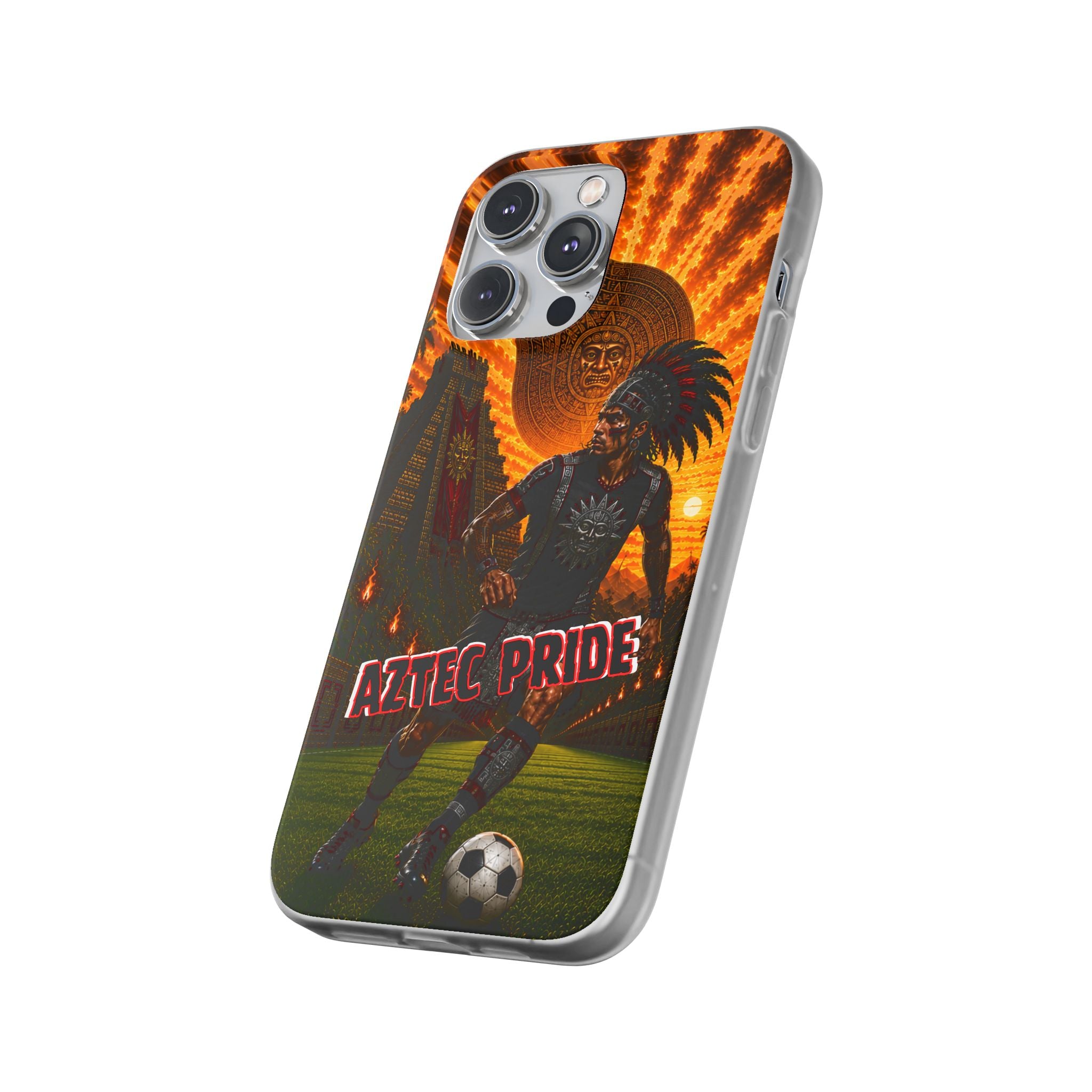 Aztec Soccer Male Warrior – Flexi Phone Case (iPhone & Samsung • Clear TPU • Made & Shipped in the USA • 🚚 FREE USA Shipping • Personalized Option)