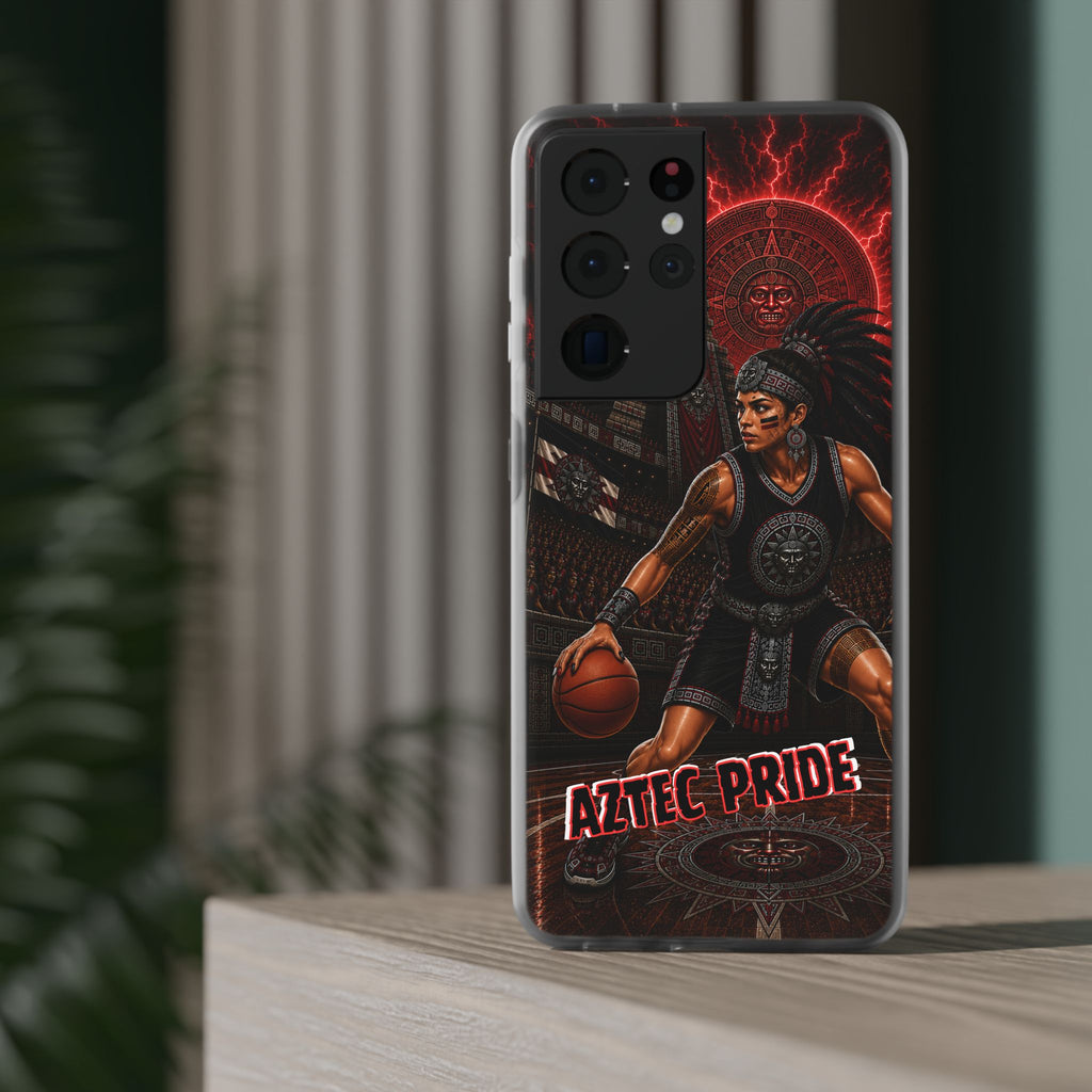 Aztec Basketball Female Warrior – Flexi Phone Case (iPhone & Samsung • Clear TPU • Made & Shipped in the USA • 🚚 FREE USA Shipping • Personalized Option)