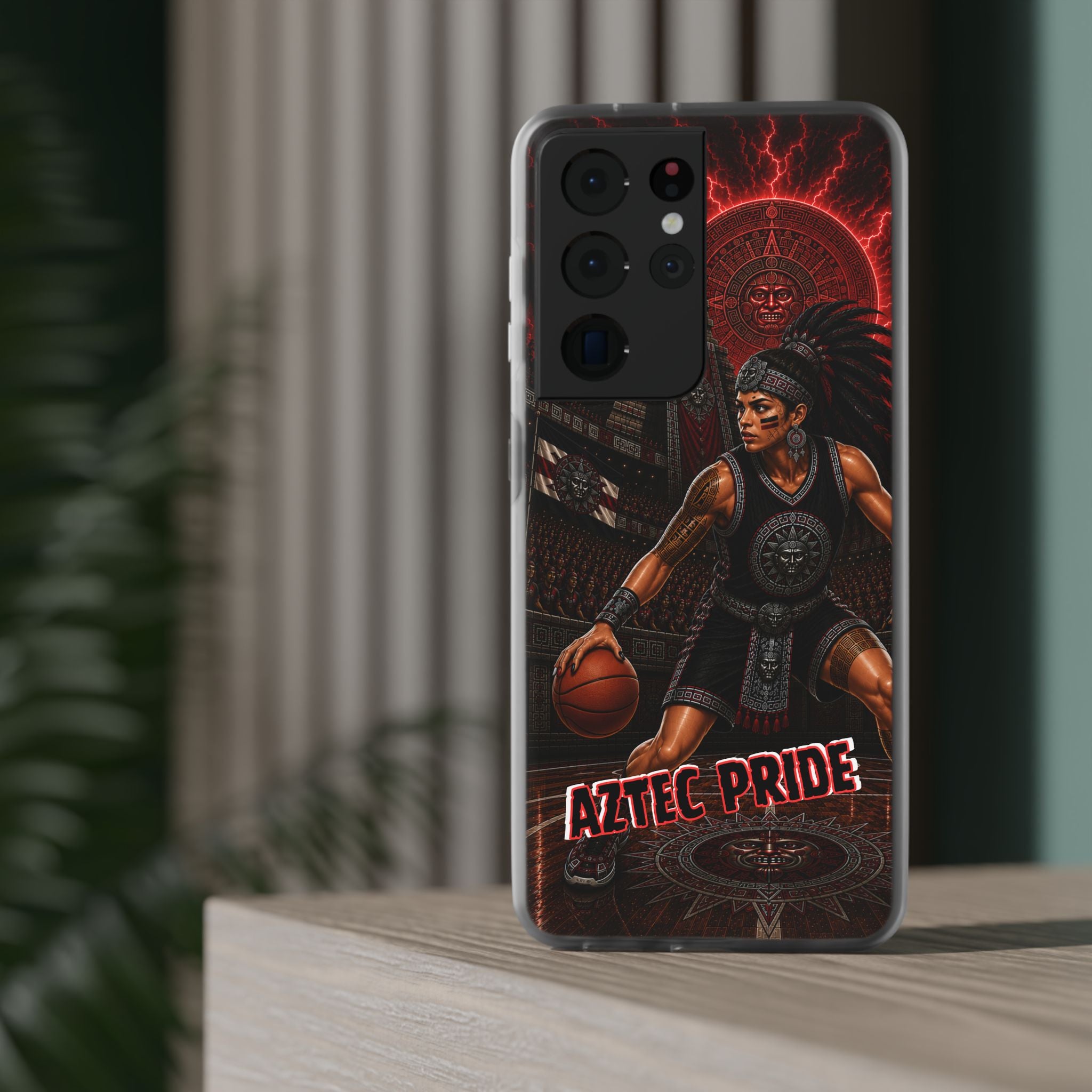 Aztec Basketball Female Warrior – Flexi Phone Case (iPhone & Samsung • Clear TPU • Made & Shipped in the USA • 🚚 FREE USA Shipping • Personalized Option)