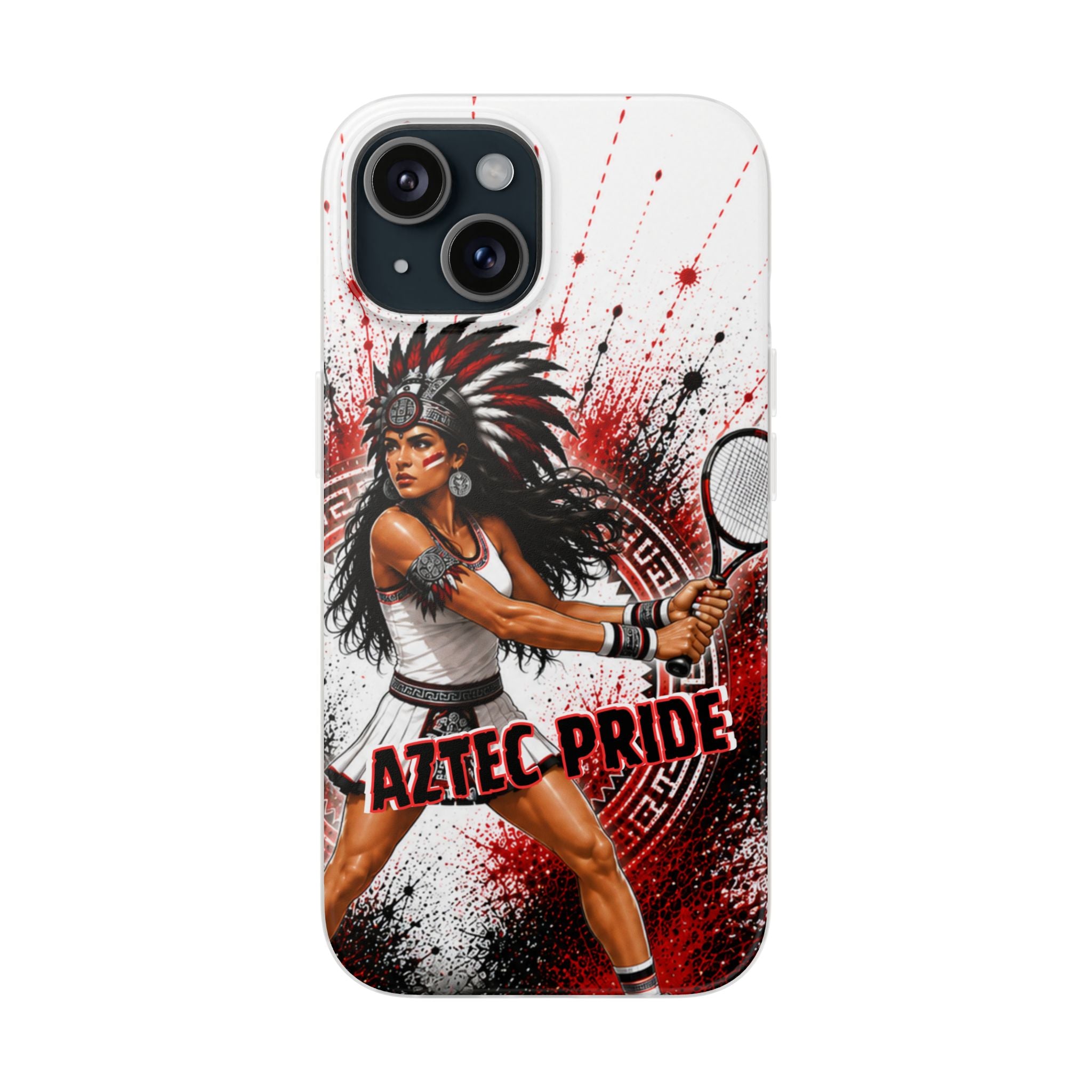 Aztec Tennis Female Warrior – Flexi Phone Case (iPhone & Samsung • Clear TPU • Made & Shipped in the USA • 🚚 FREE USA Shipping • Personalized Option)