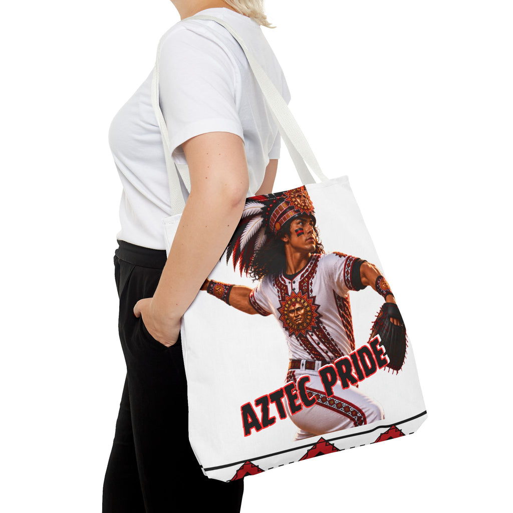 Aztec Baseball Warrior Tote Bag | Aztec-Inspired AI Art • Made & Shipped in the USA • 🚚 FREE USA Shipping • FREE Personalization