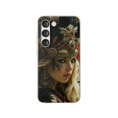 Aztec Fireheart Queen – Flexi Phone Case (iPhone & Samsung • Clear TPU • Made in USA • Personalized Option)