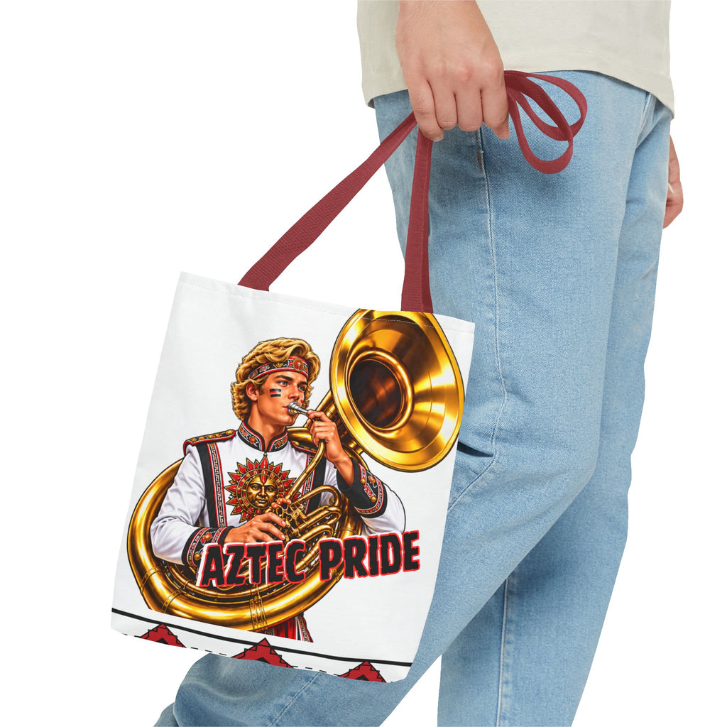 Aztec Tuba Warrior Tote Bag | Aztec-Inspired AI Art • Made & Shipped in the USA • 🚚 FREE USA Shipping • FREE Personalization