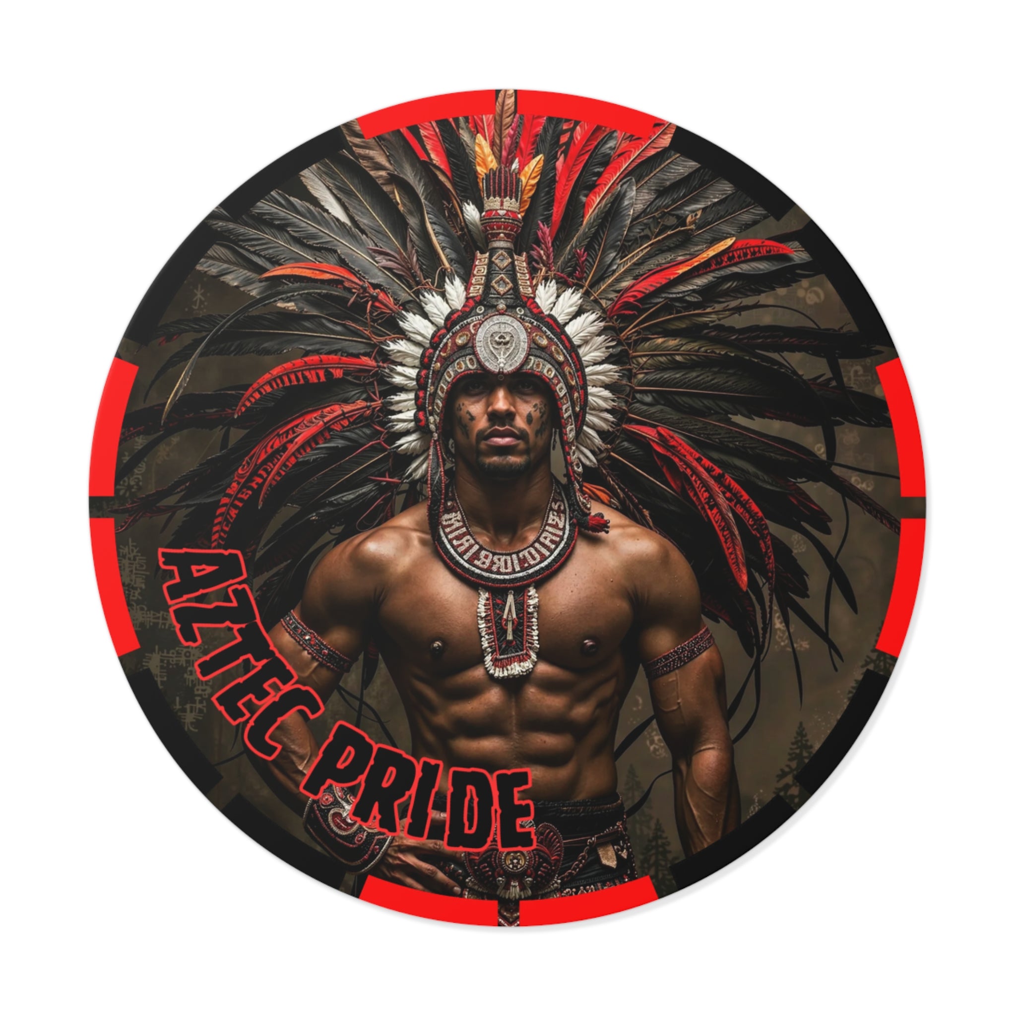 Aztec Warrior Eagle Round Vinyl Sticker – Waterproof Matte Decal (2”–6”)