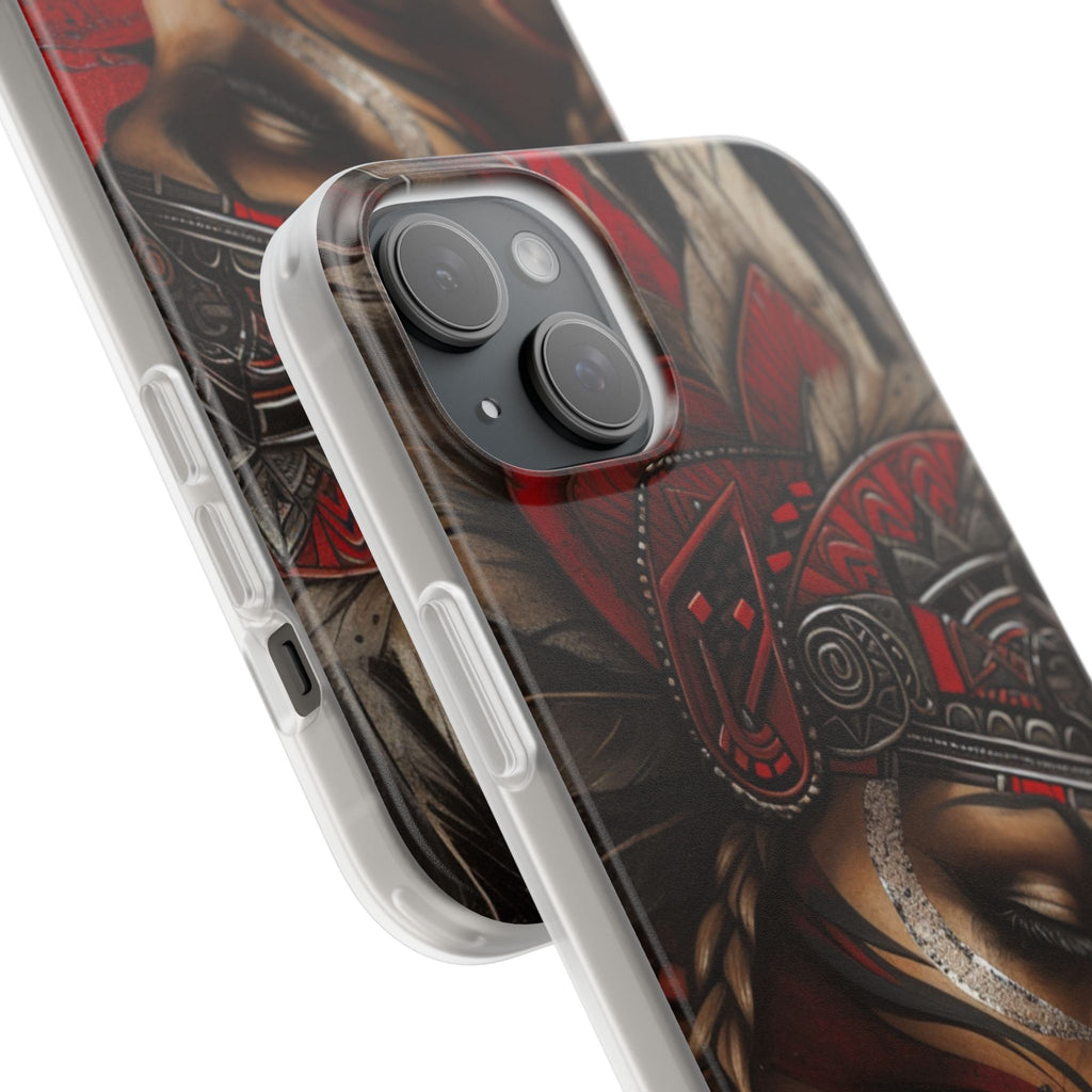 Aztec Sun Goddess – Flexi Phone Case (iPhone & Samsung • Clear TPU • Made in USA • Personalized Option)