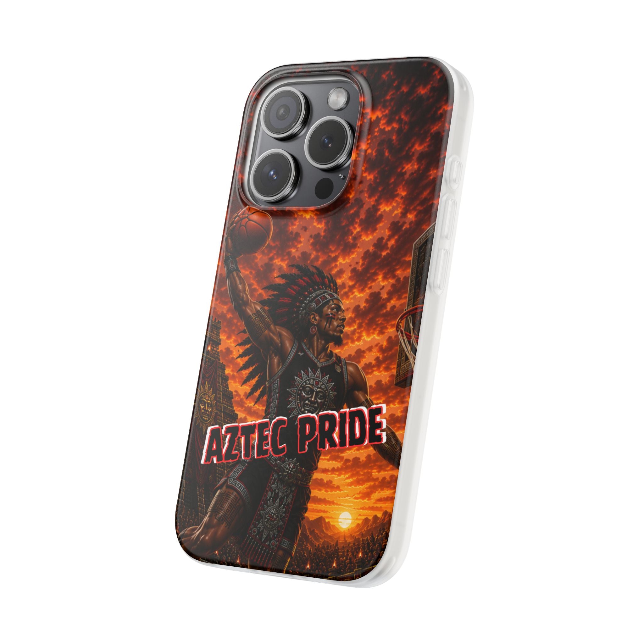 Aztec Basketball Male Warrior – Flexi Phone Case (iPhone & Samsung • Clear TPU • Made & Shipped in the USA • 🚚 FREE USA Shipping • Personalized Option)