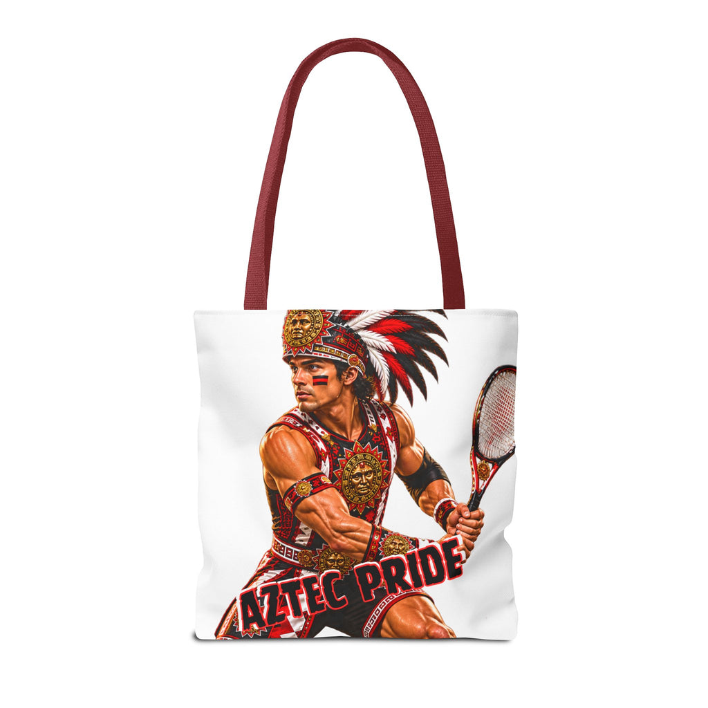 Aztec Tennis Male Warrior Tote Bag | Aztec-Inspired AI Art • Made & Shipped in the USA • 🚚 FREE USA Shipping • FREE Personalization