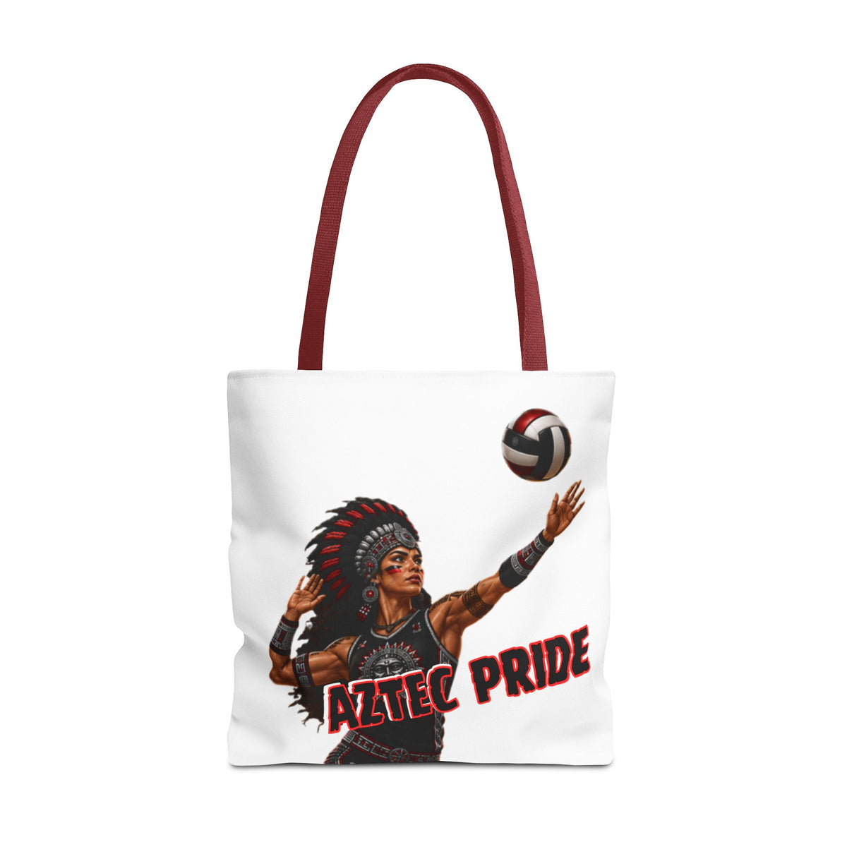 Aztec Volleyball Warrior Tote Bag | Aztec-Inspired AI Art • Made & Shipped in the USA • 🚚 FREE USA Shipping • FREE Personalization