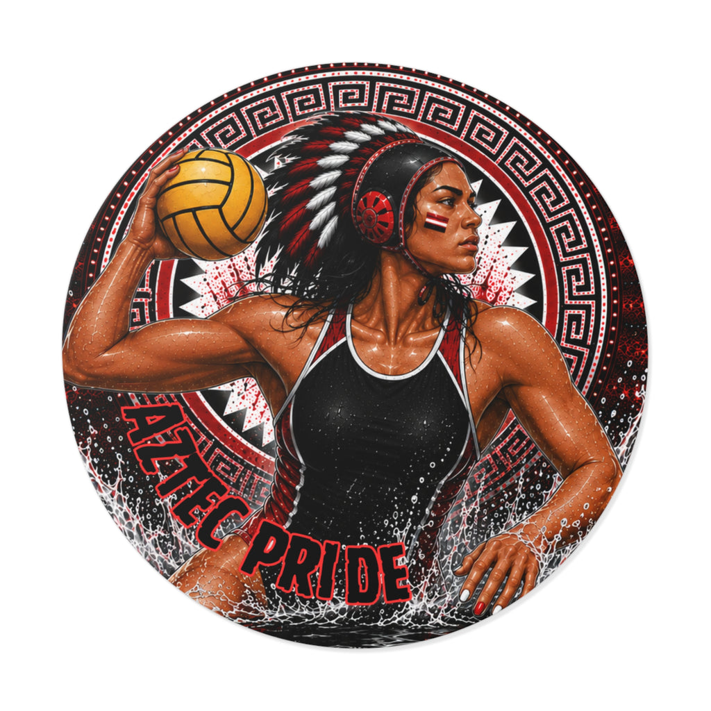 Aztec Water Polo Warrior Round Vinyl Sticker 2”–6” | Made & Shipped in the USA • 🚚 FREE USA Shipping • Personalized Option