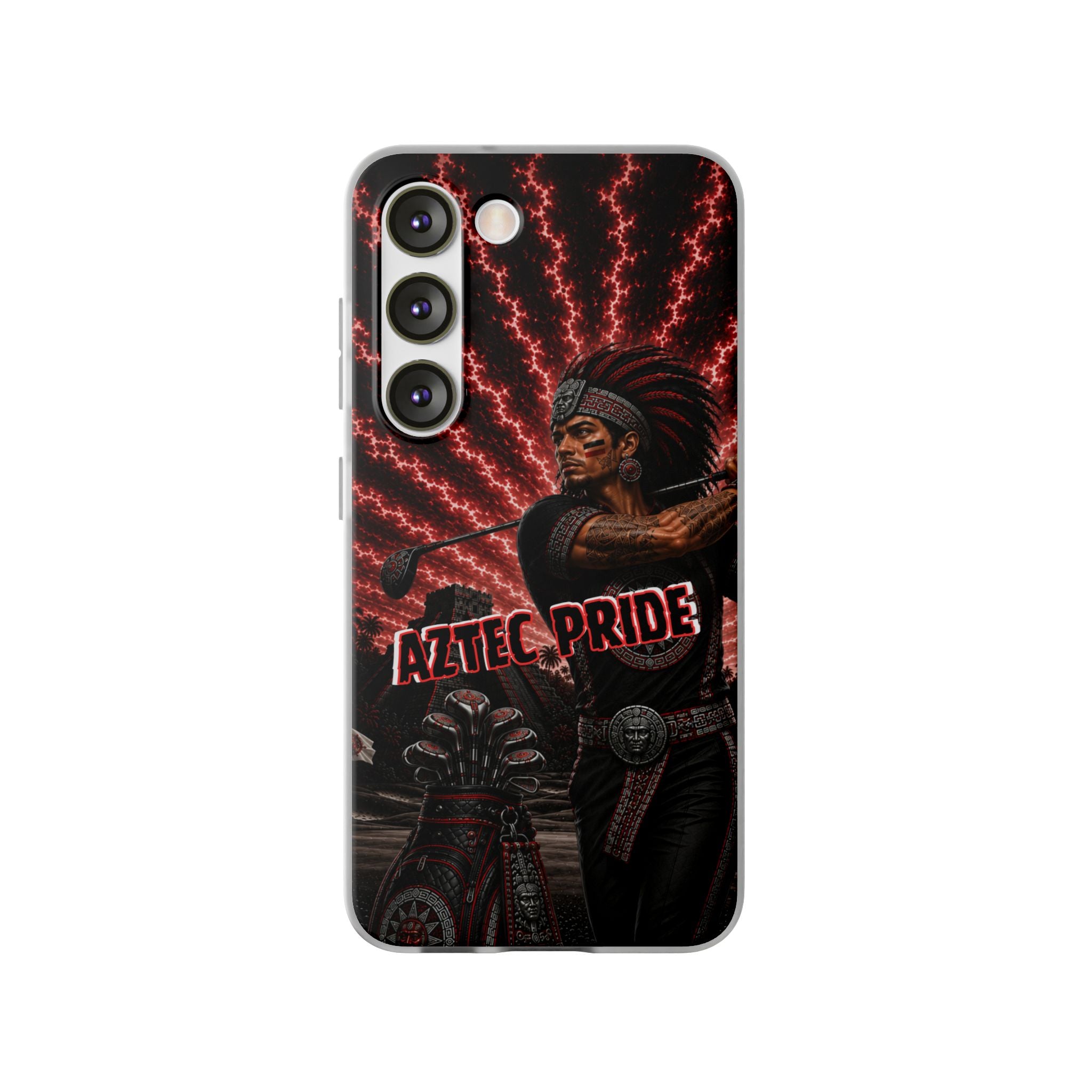 Aztec Golf Male Warrior – Flexi Phone Case (iPhone & Samsung • Clear TPU • Made & Shipped in the USA • 🚚 FREE USA Shipping • Personalized Option)