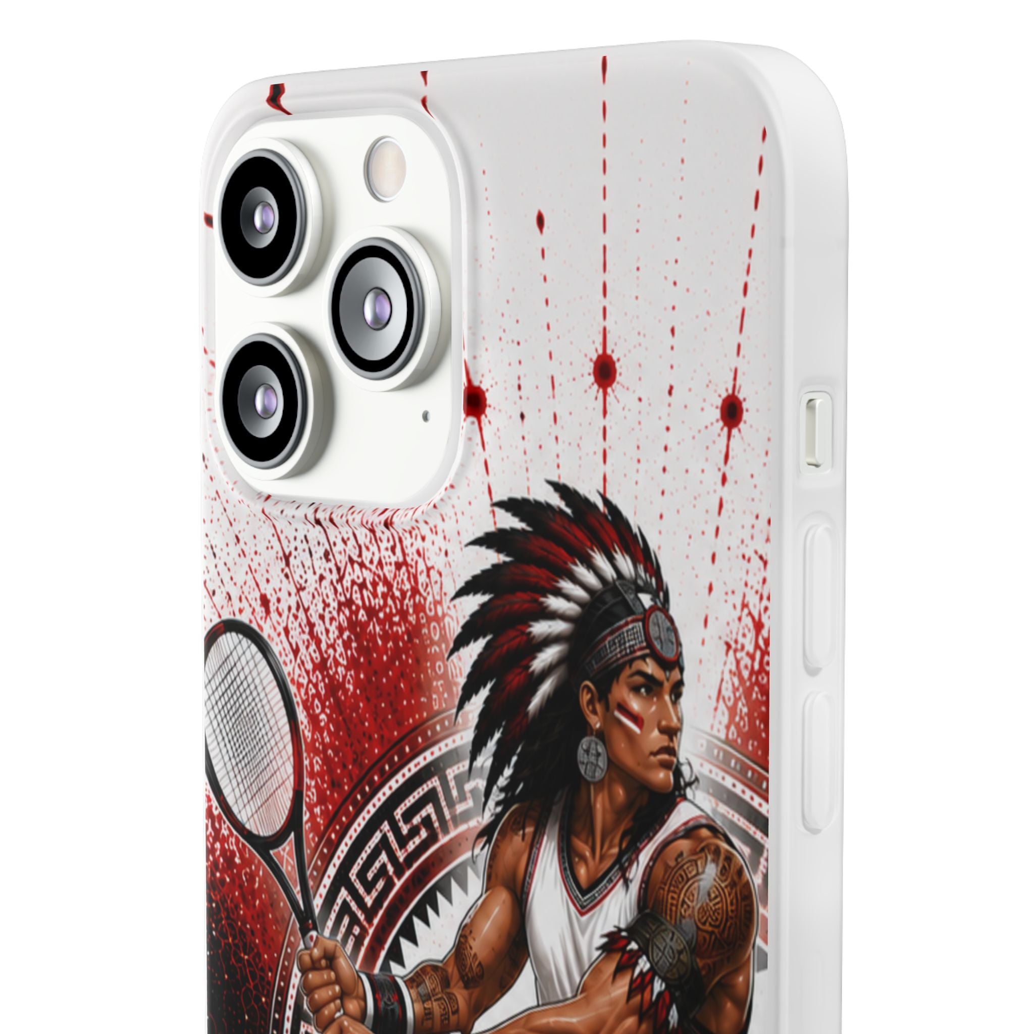 Aztec Tennis Male Warrior – Flexi Phone Case (iPhone & Samsung • Clear TPU • Made & Shipped in the USA • 🚚 FREE USA Shipping • Personalized Option)