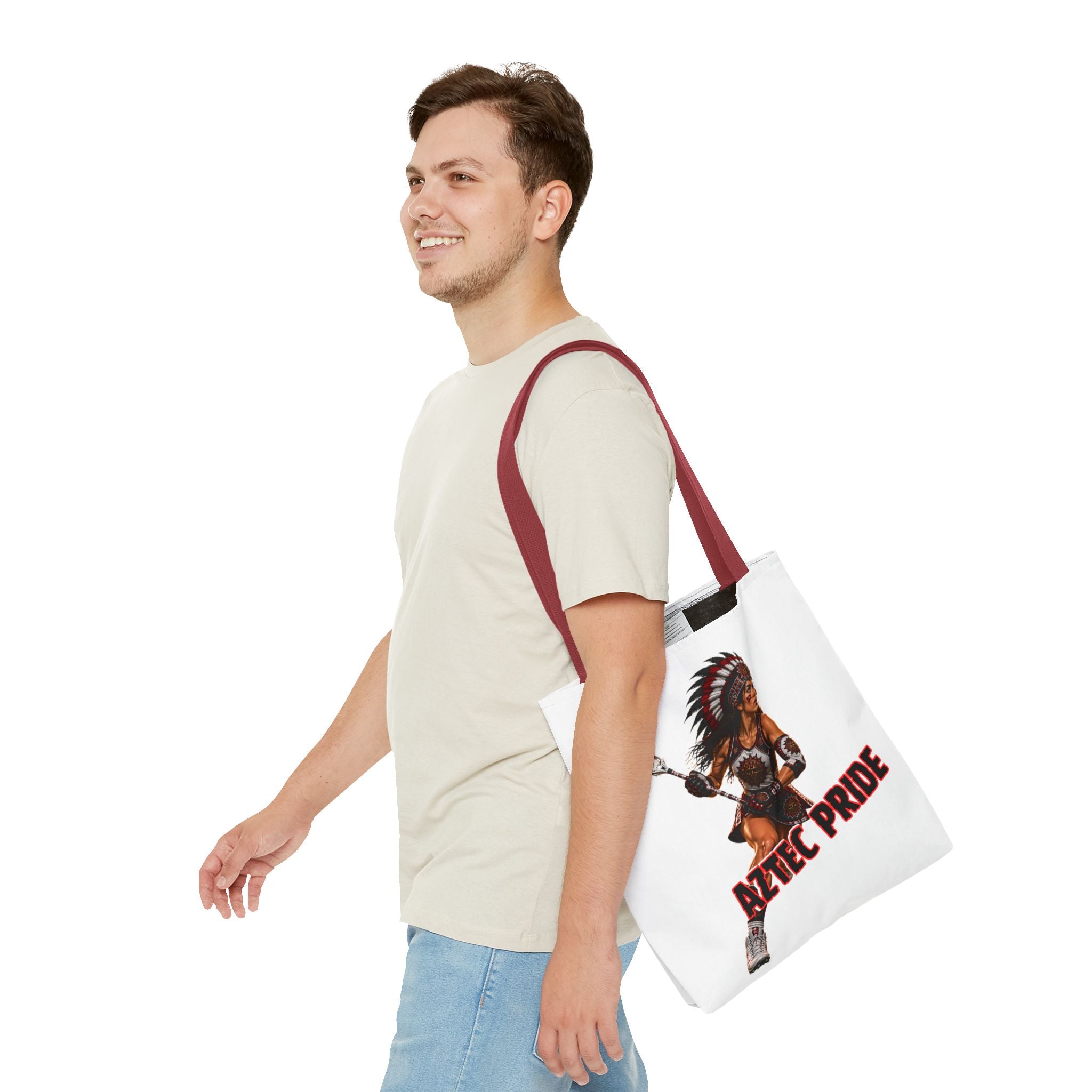 Aztec Lacrosse Female Warrior Tote Bag | Aztec-Inspired AI Art • Made & Shipped in the USA • 🚚 FREE USA Shipping • FREE Personalization
