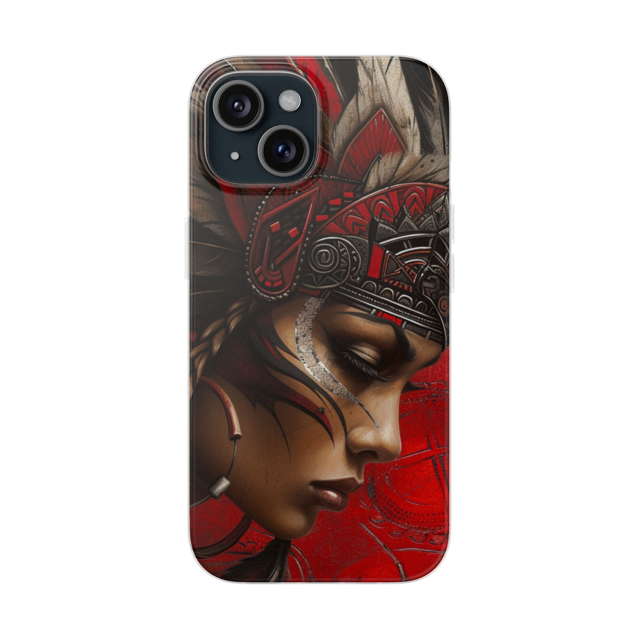 Aztec Sun Goddess – Flexi Phone Case (iPhone & Samsung • Clear TPU • Made in USA • Personalized Option)