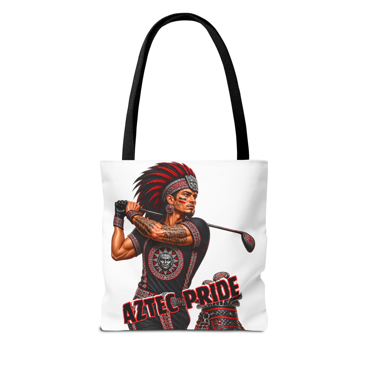 Aztec Golf Male Warrior Tote Bag | Aztec-Inspired AI Art • Made & Shipped in the USA • 🚚 FREE USA Shipping • FREE Personalization