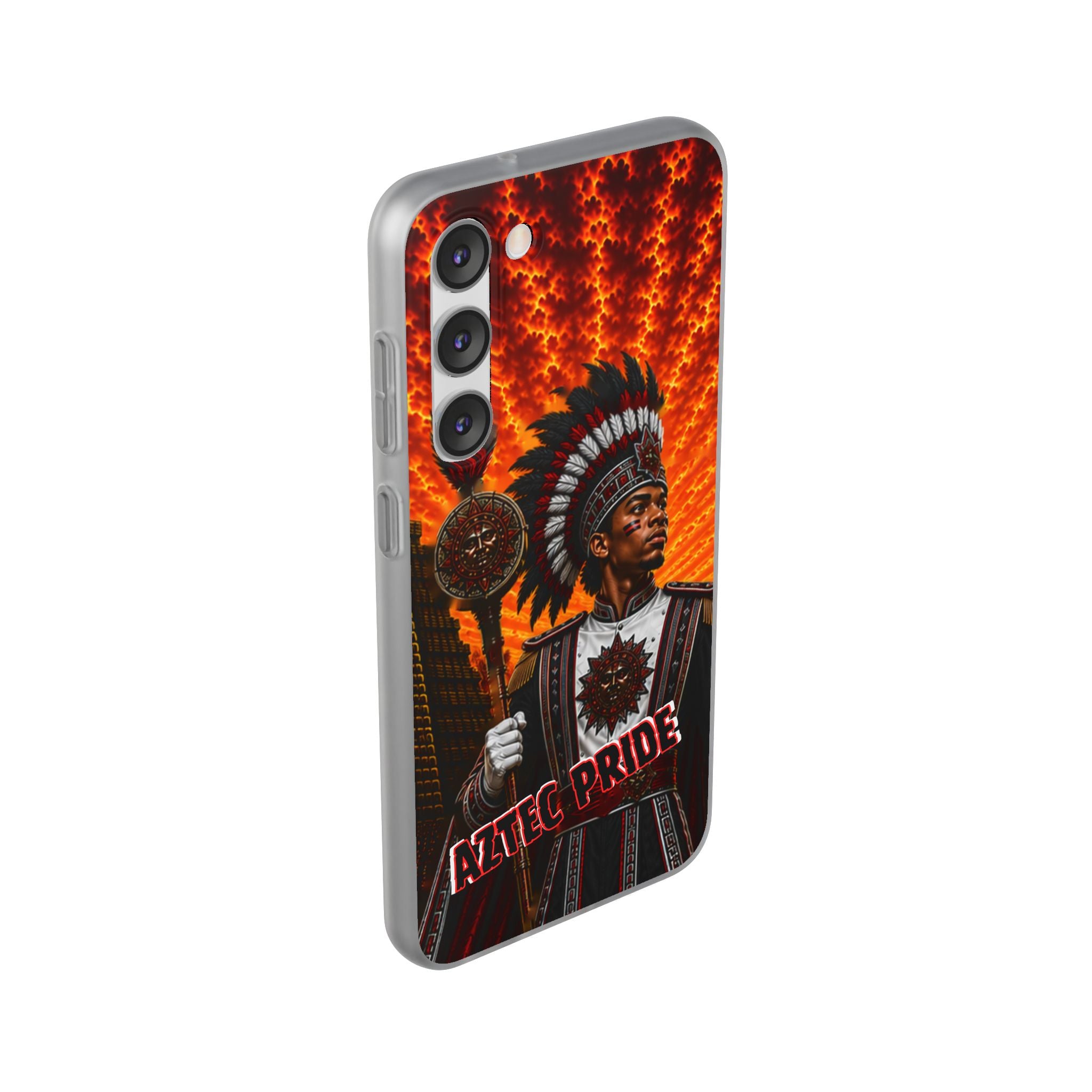 Aztec Drum Major Warrior – Flexi Phone Case (iPhone & Samsung • Clear TPU • Made & Shipped in the USA • 🚚 FREE USA Shipping • Personalized Option)