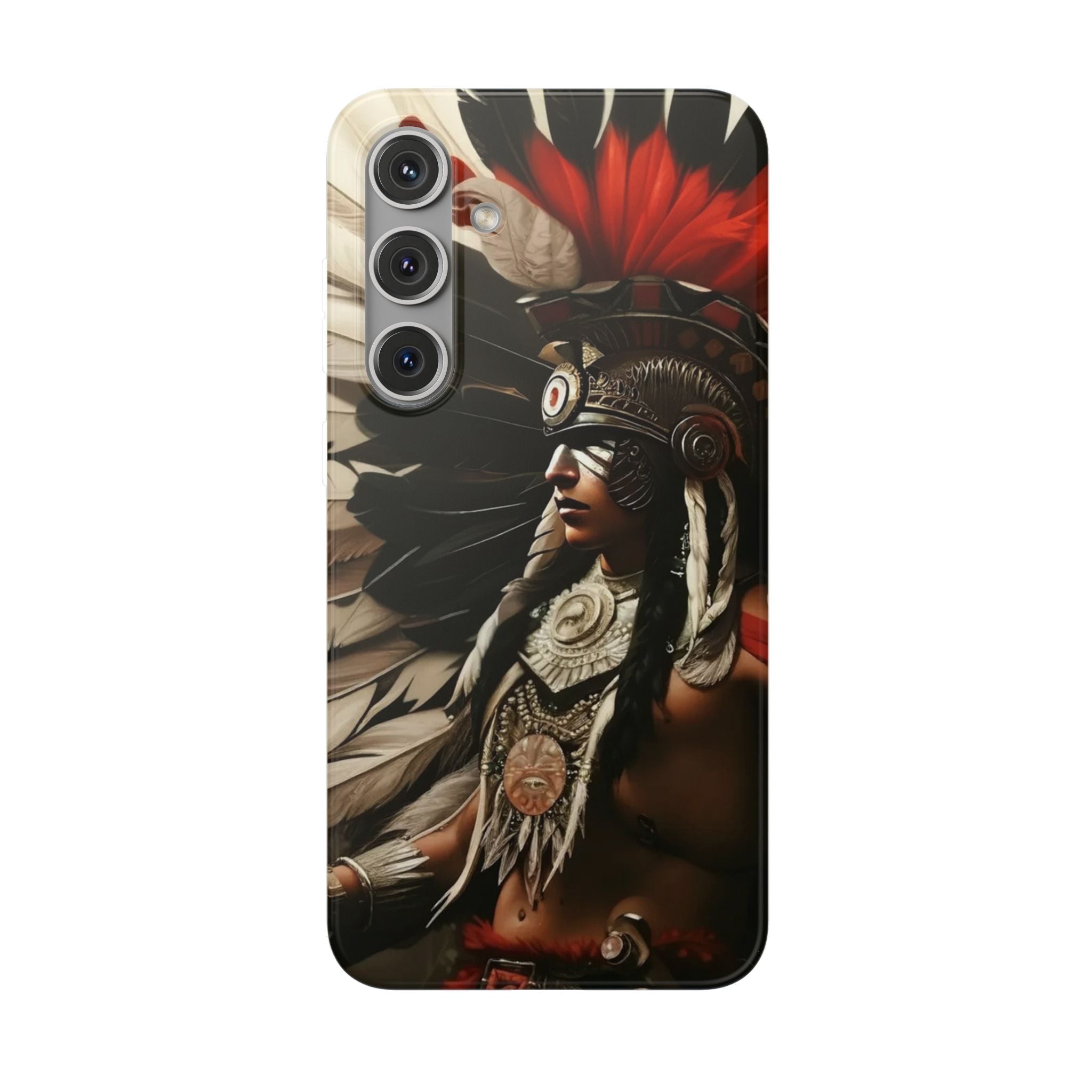 Aztec Fierce Warrior – Flexi Phone Case (iPhone & Samsung • Clear TPU • Made in USA • Personalized Option)