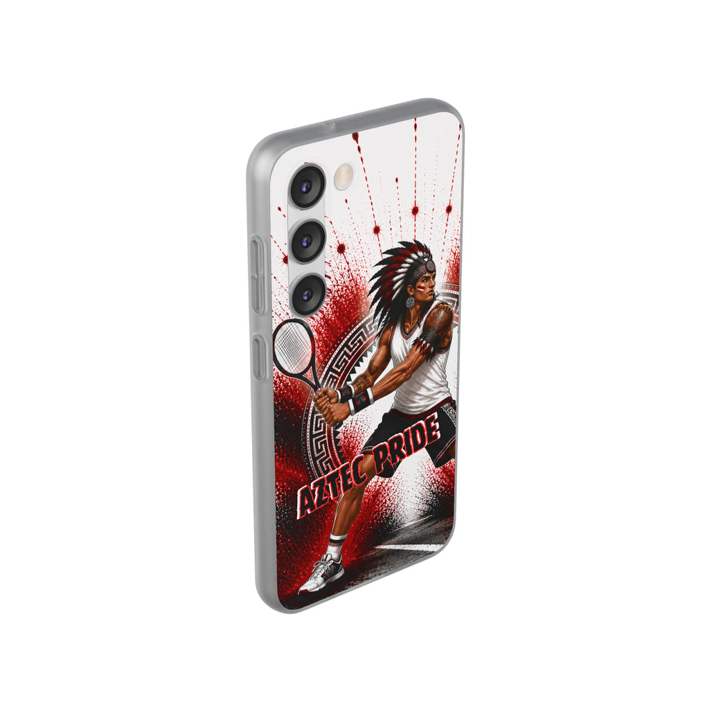Aztec Tennis Male Warrior – Flexi Phone Case (iPhone & Samsung • Clear TPU • Made & Shipped in the USA • 🚚 FREE USA Shipping • Personalized Option)