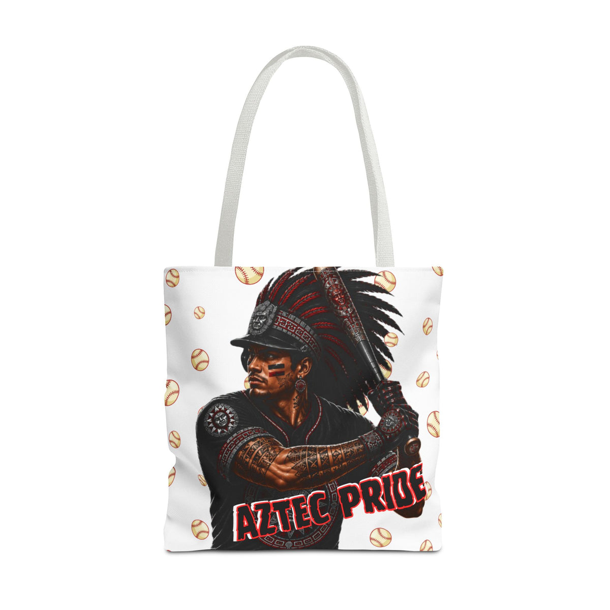 Aztec Baseball Warrior Tote Bag | Aztec-Inspired AI Art • Made & Shipped in the USA • 🚚 FREE USA Shipping • FREE Personalization