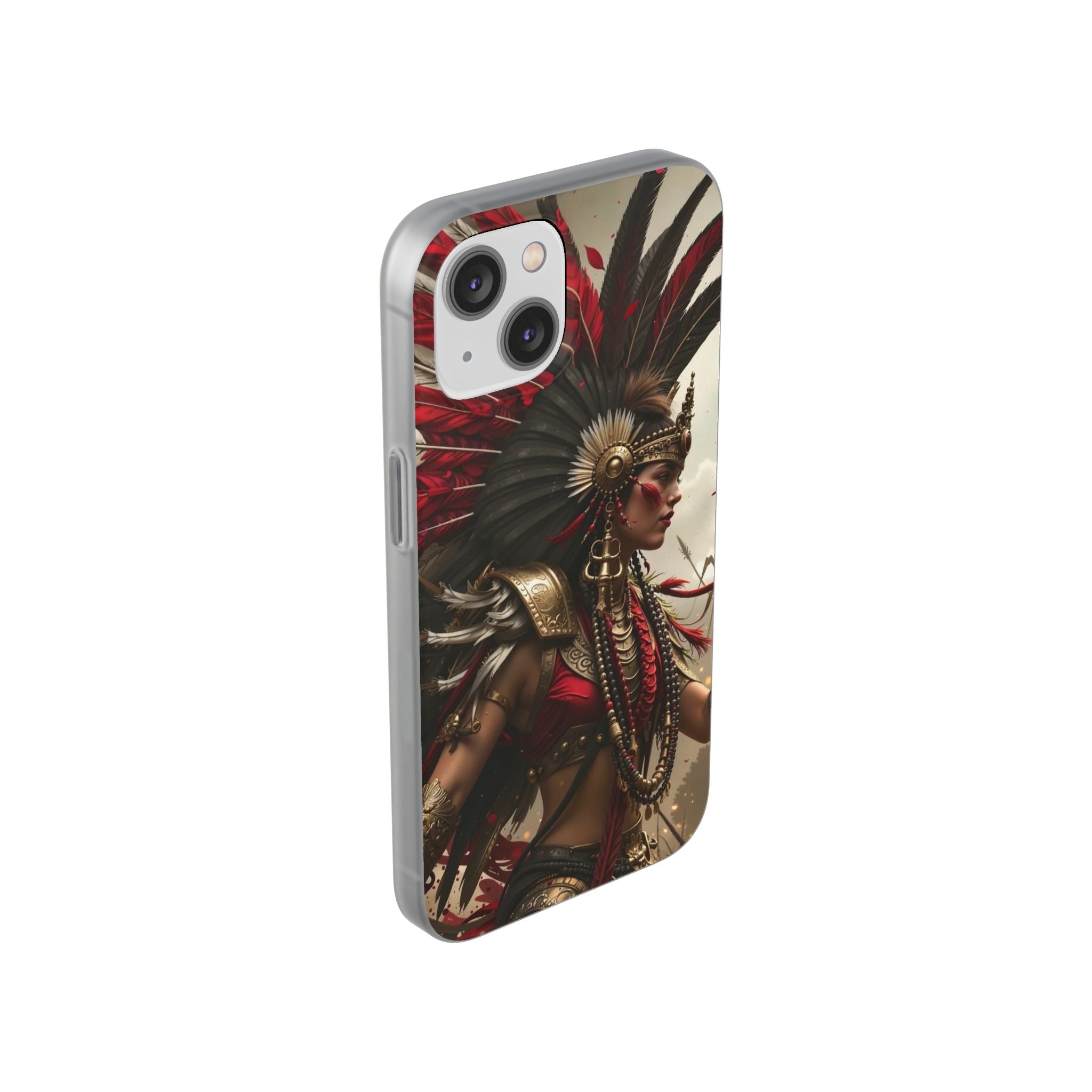 Aztec Warrior Queen – Flexi Phone Case (iPhone & Samsung • Clear TPU • Made in USA • Personalized Option)