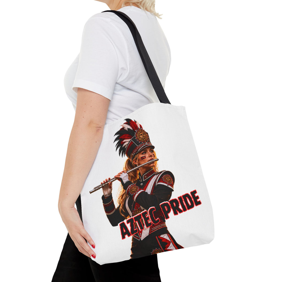 Aztec Band Warrior Tote Bag | Aztec-Inspired AI Art • Made & Shipped in the USA • 🚚 FREE USA Shipping • FREE Personalization