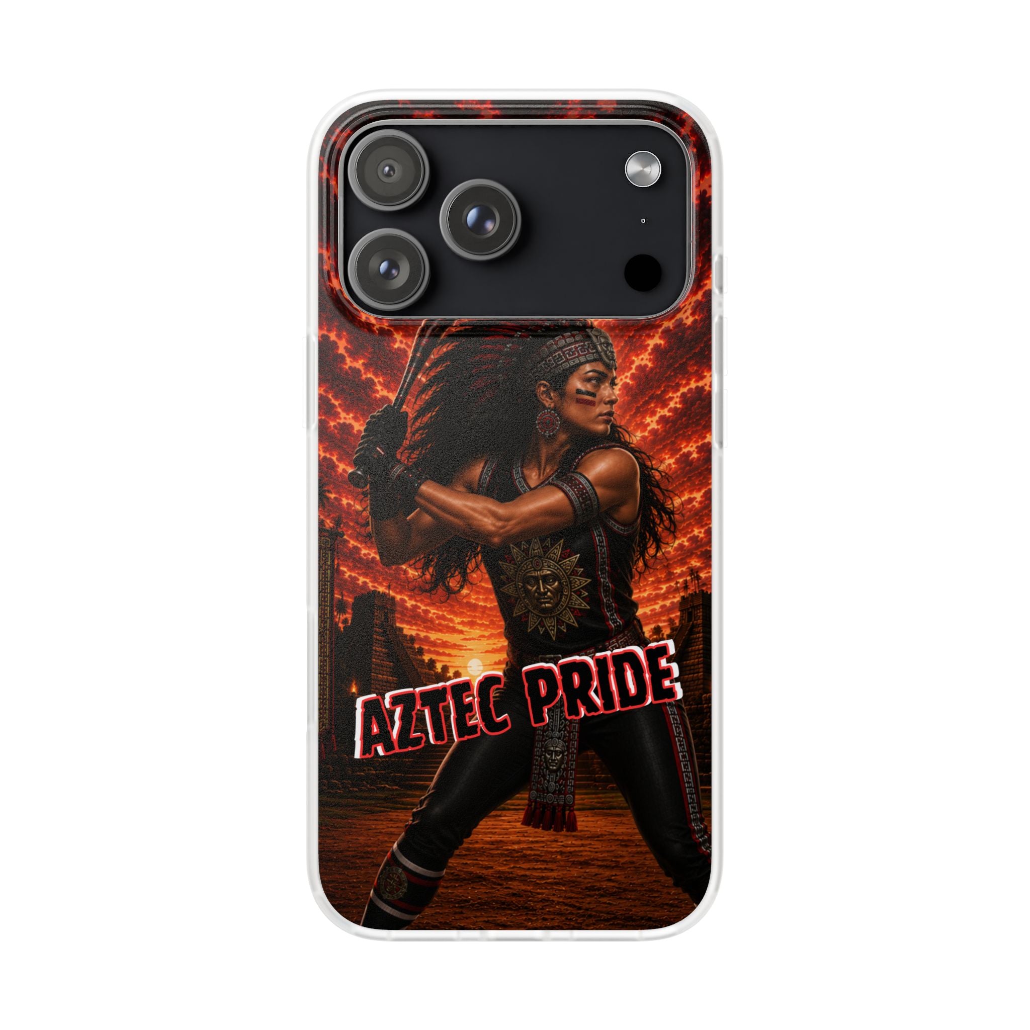 Aztec Softball Warrior – Flexi Phone Case (iPhone & Samsung • Clear TPU • Made & Shipped in the USA • 🚚 FREE USA Shipping • Personalized Option)