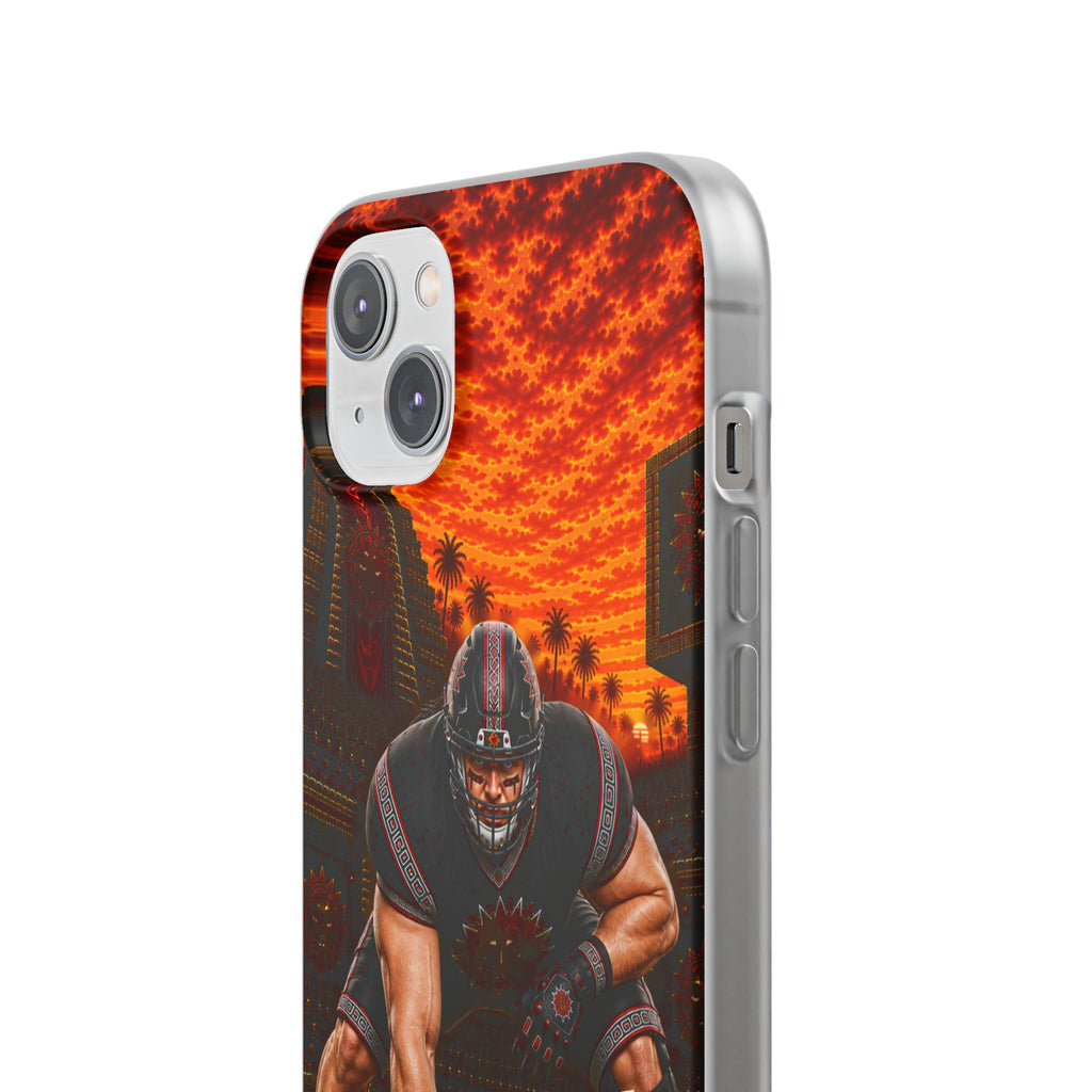 Aztec Football Warrior – Flexi Phone Case (iPhone & Samsung • Clear TPU • Made & Shipped in the USA • 🚚 FREE USA Shipping • Personalized Option)