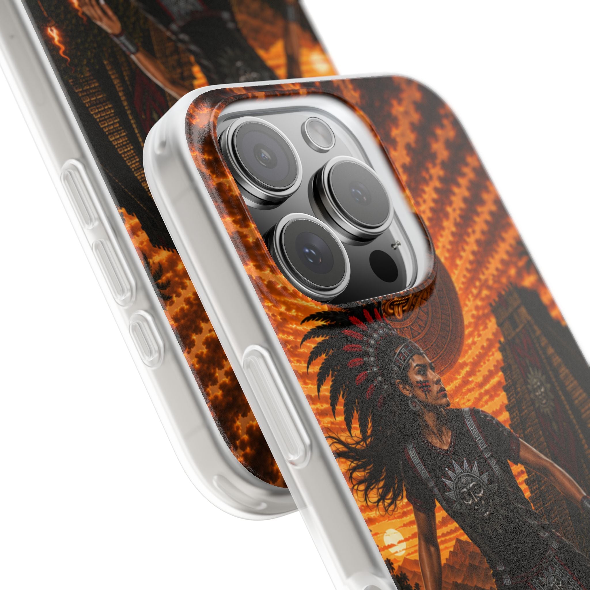 Aztec Soccer Female Warrior – Flexi Phone Case (iPhone & Samsung • Clear TPU • Made & Shipped in the USA • 🚚 FREE USA Shipping • Personalized Option)