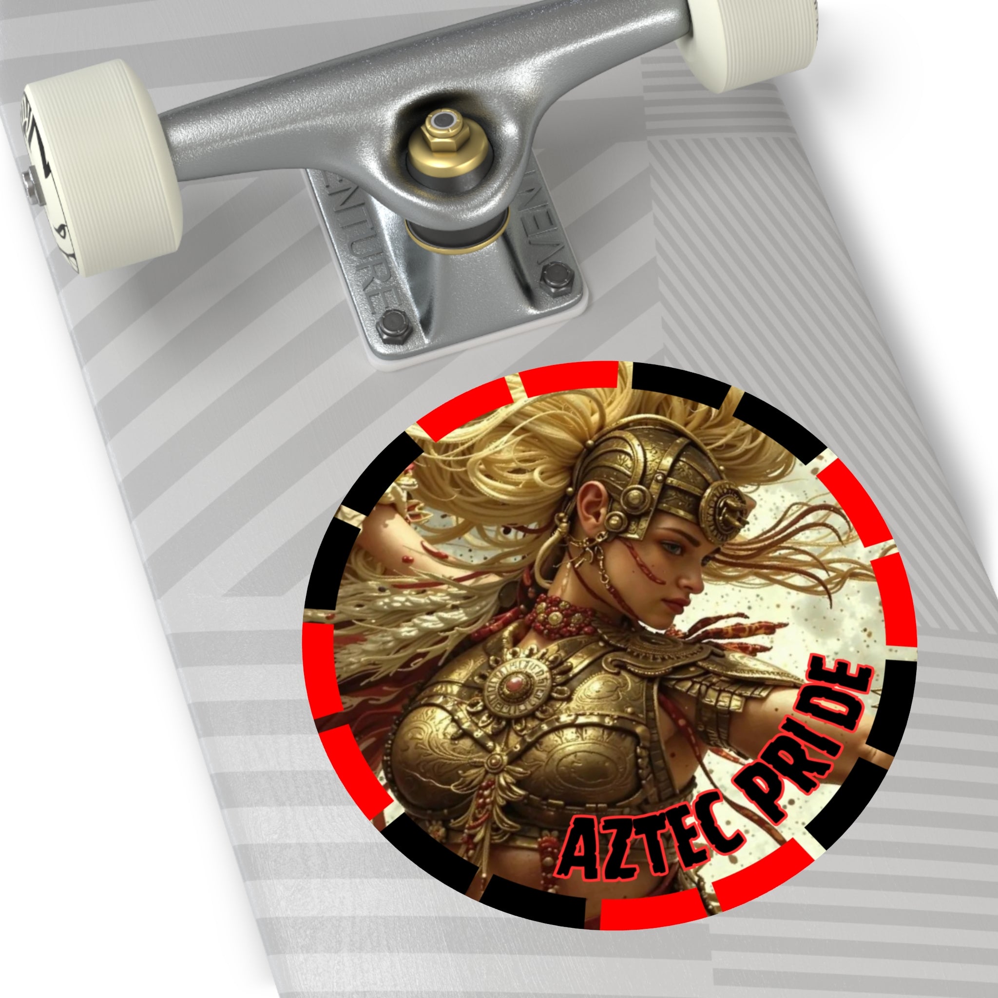 Aztec Iron Queen Round Vinyl Sticker – Waterproof Matte Decal (2”–6”)