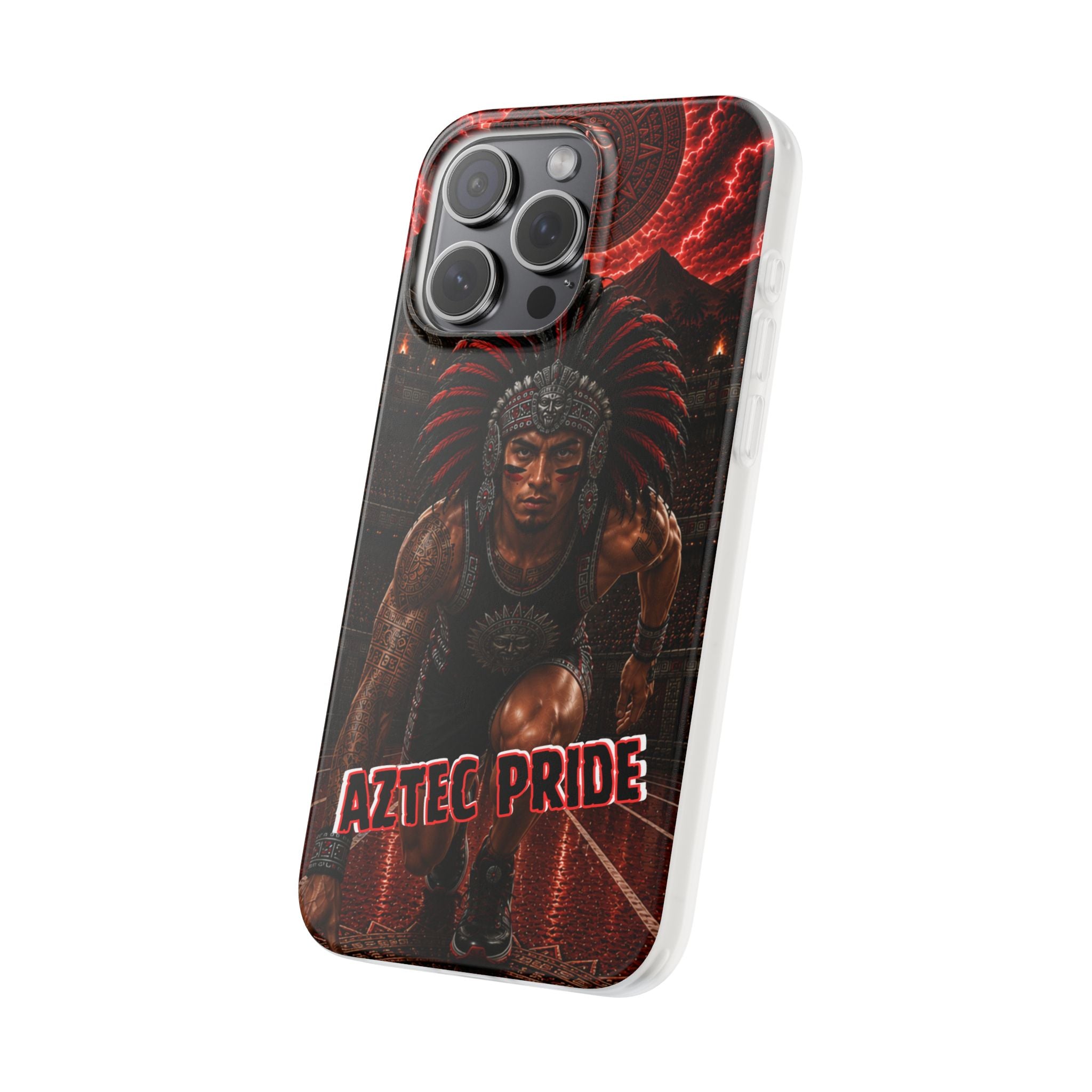 Aztec Track & Field Male Warrior – Flexi Phone Case (iPhone & Samsung • Clear TPU • Made & Shipped in the USA • 🚚 FREE USA Shipping • Personalized Option)