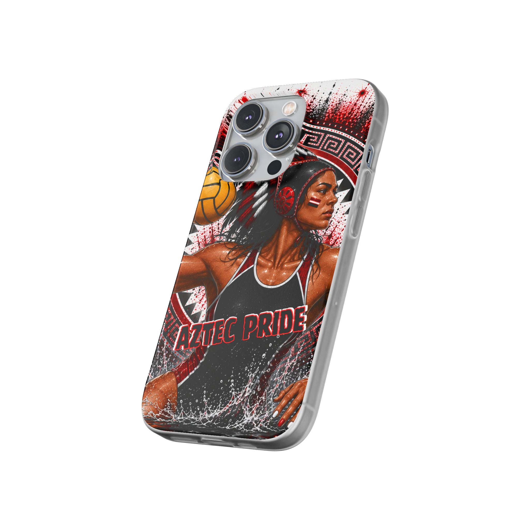 Aztec Water Polo Warrior – Flexi Phone Case (iPhone & Samsung • Clear TPU • Made in USA • Personalized Option)