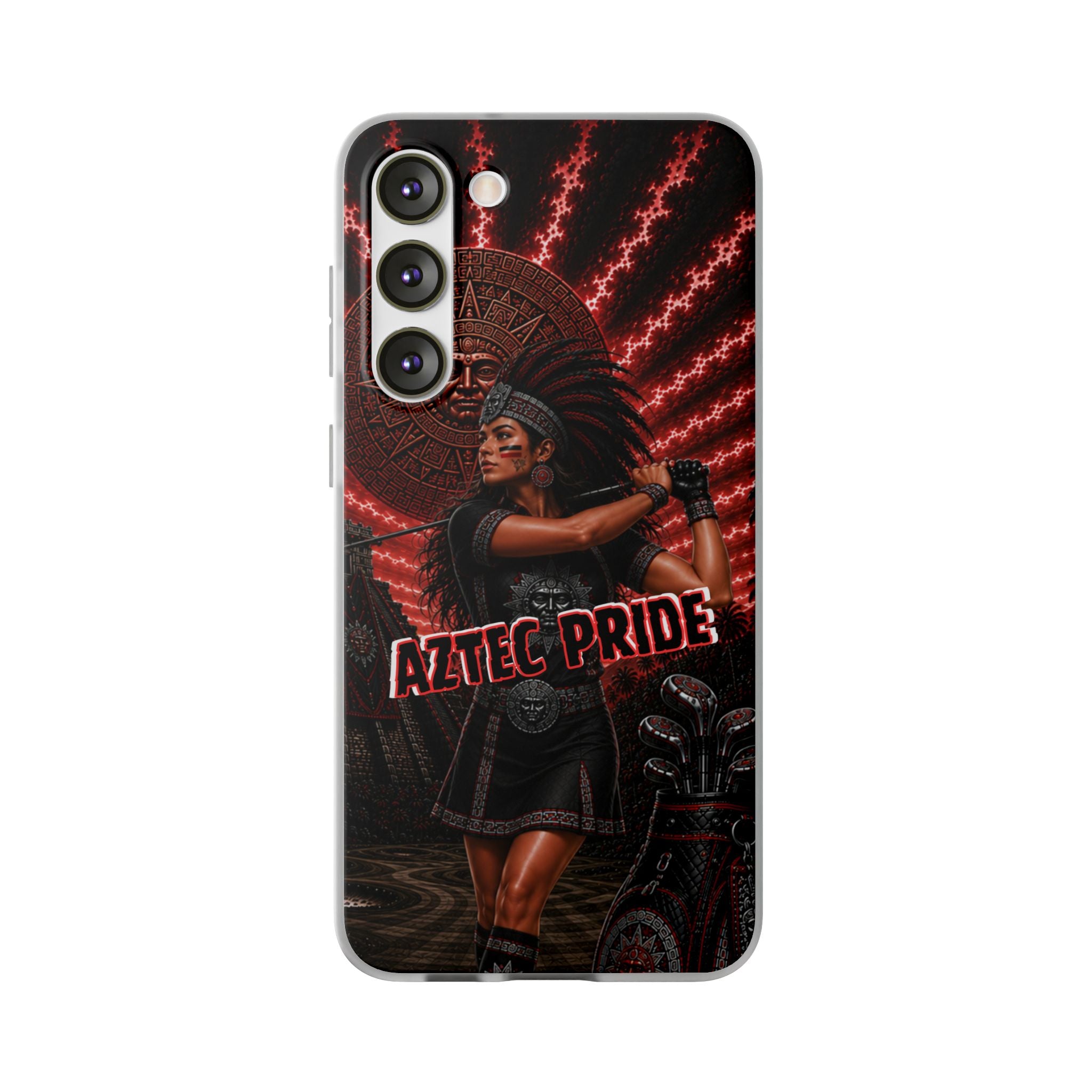 Aztec Golf Female Warrior – Flexi Phone Case (iPhone & Samsung • Clear TPU • Made & Shipped in the USA • 🚚 FREE USA Shipping • Personalized Option)
