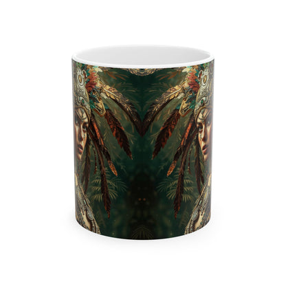 Aztec Warrior Goddess – Ceramic Mug (11oz, 15oz • Dishwasher & Microwave Safe • Made in USA • Personalized Option)