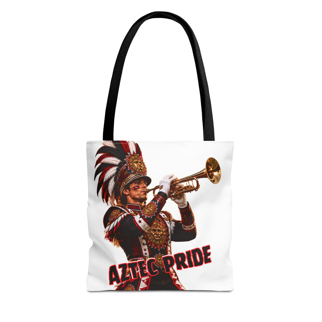Aztec Trumpet Warrior Tote Bag | Aztec-Inspired AI Art • Made & Shipped in the USA • 🚚 FREE USA Shipping • FREE Personalization