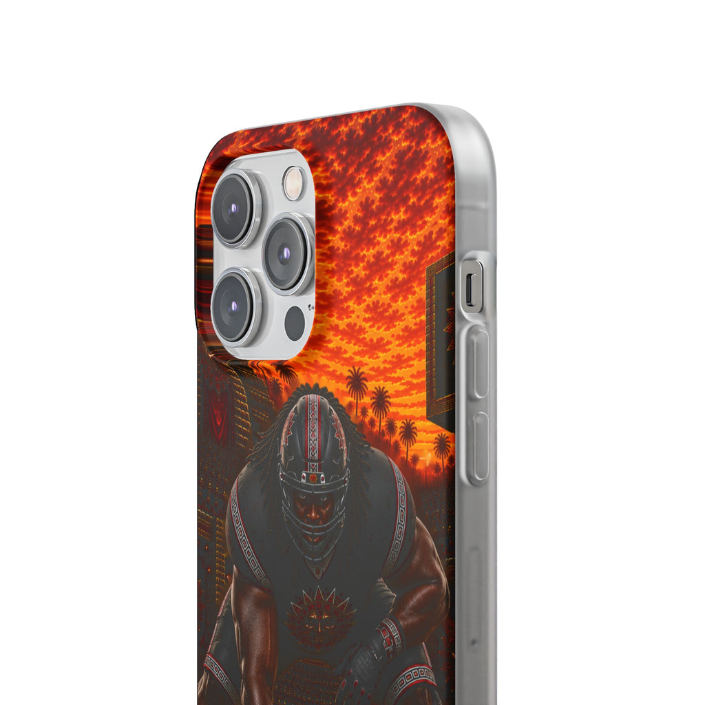 Aztec Football Warrior – Flexi Phone Case (iPhone & Samsung • Clear TPU • Made & Shipped in the USA • 🚚 FREE USA Shipping • Personalized Option)