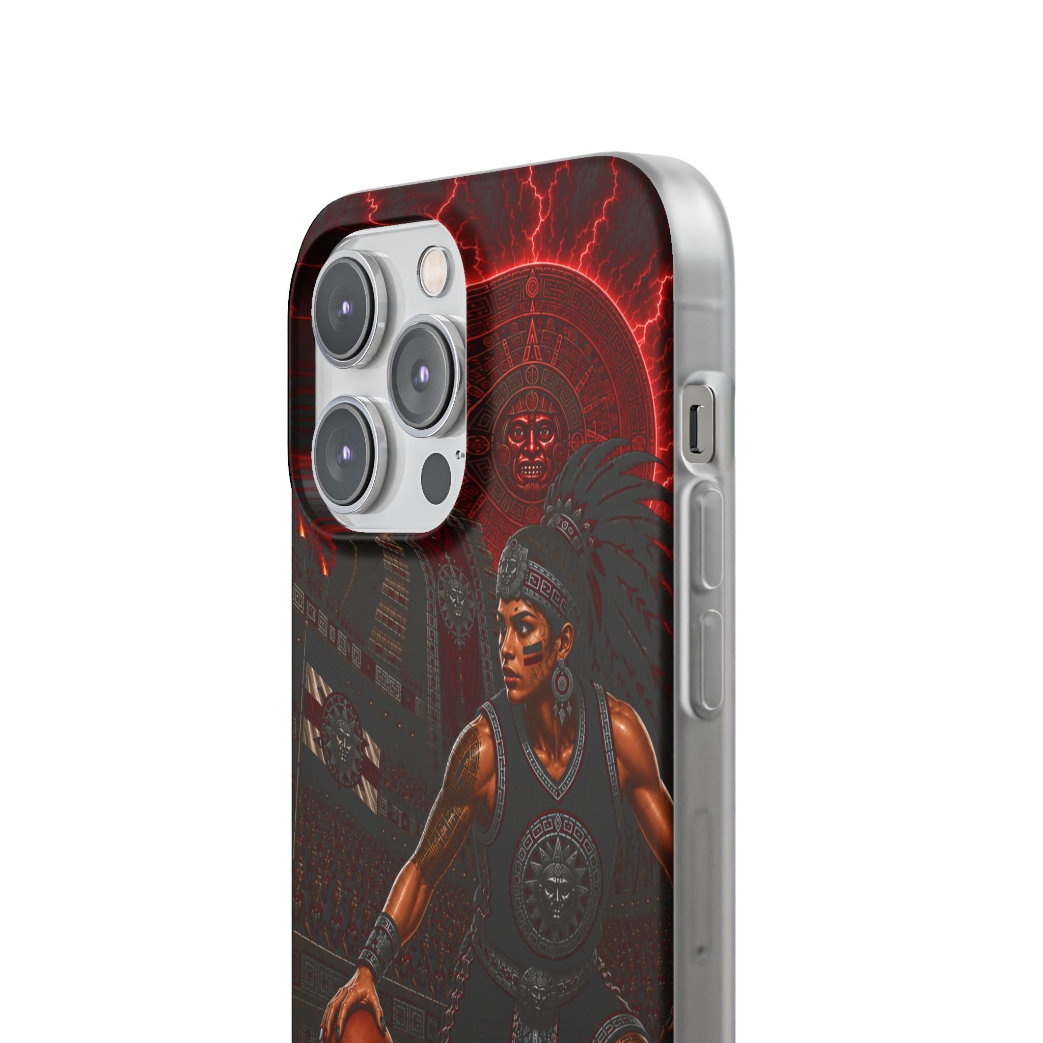 Aztec Basketball Female Warrior – Flexi Phone Case (iPhone & Samsung • Clear TPU • Made & Shipped in the USA • 🚚 FREE USA Shipping • Personalized Option)