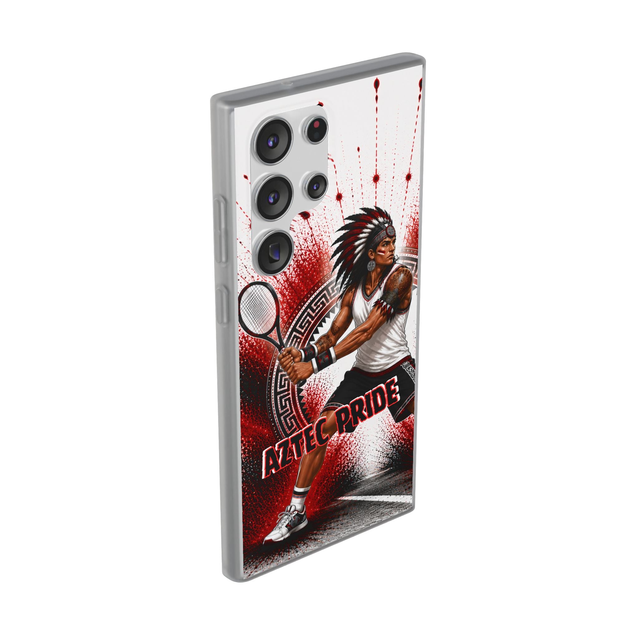 Aztec Tennis Male Warrior – Flexi Phone Case (iPhone & Samsung • Clear TPU • Made & Shipped in the USA • 🚚 FREE USA Shipping • Personalized Option)