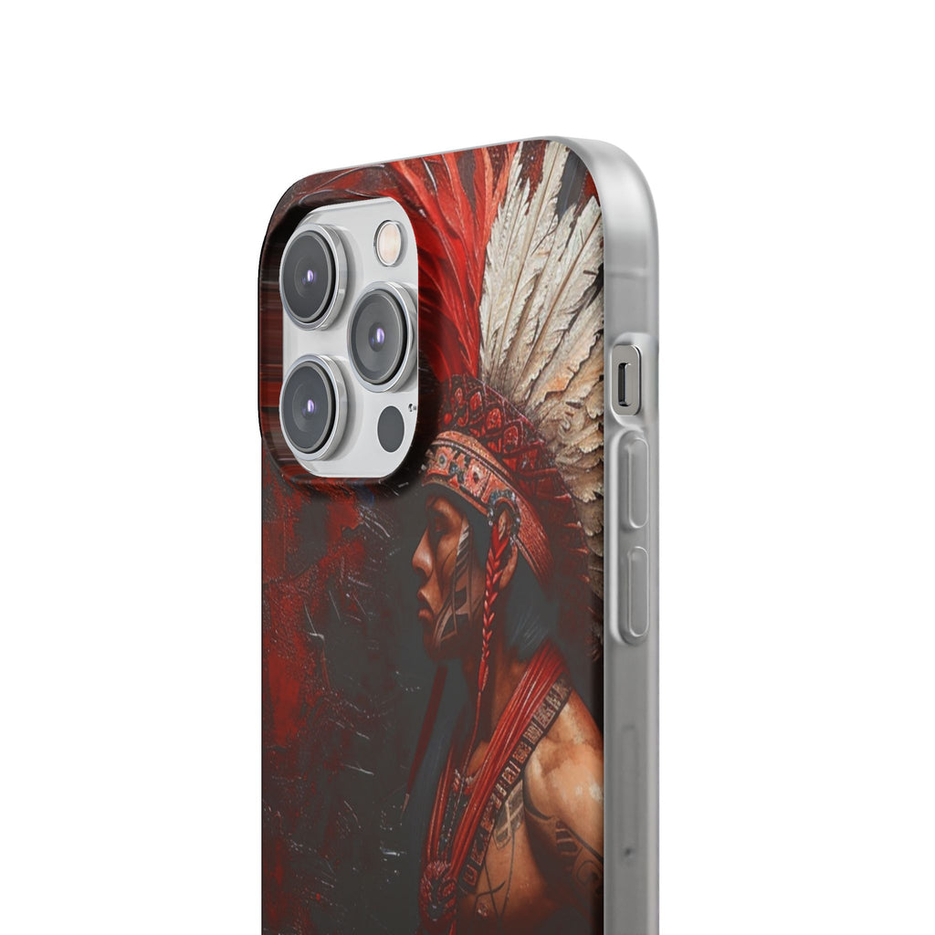 Aztec Noble Warrior – Flexi Phone Case (iPhone & Samsung • Clear TPU • Made in USA • Personalized Option)