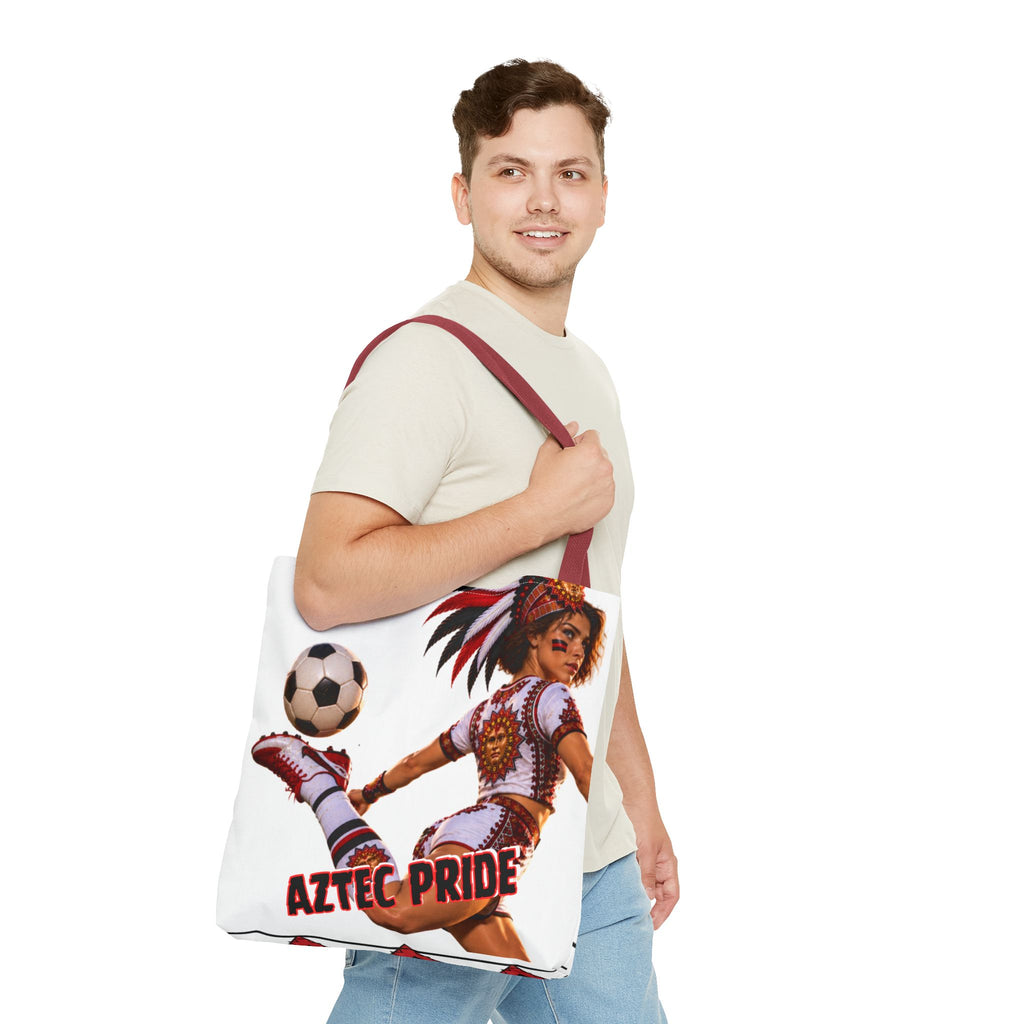 Aztec Soccer Female Warrior Tote Bag | Aztec-Inspired AI Art • Made & Shipped in the USA • 🚚 FREE USA Shipping • FREE Personalization