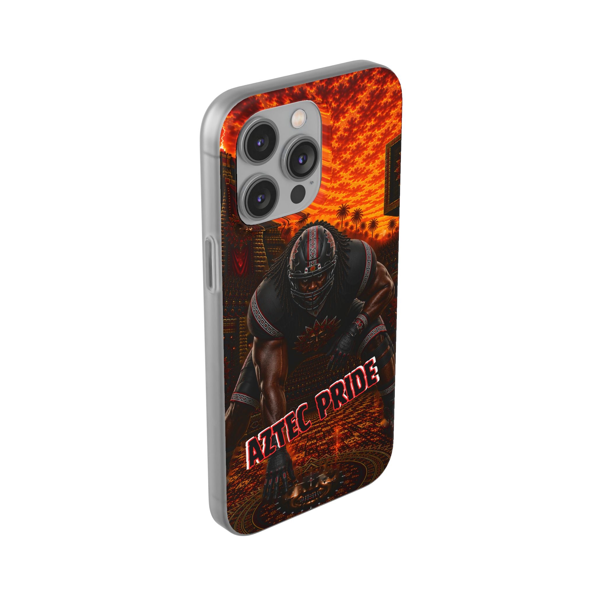 Aztec Football Warrior – Flexi Phone Case (iPhone & Samsung • Clear TPU • Made & Shipped in the USA • 🚚 FREE USA Shipping • Personalized Option)