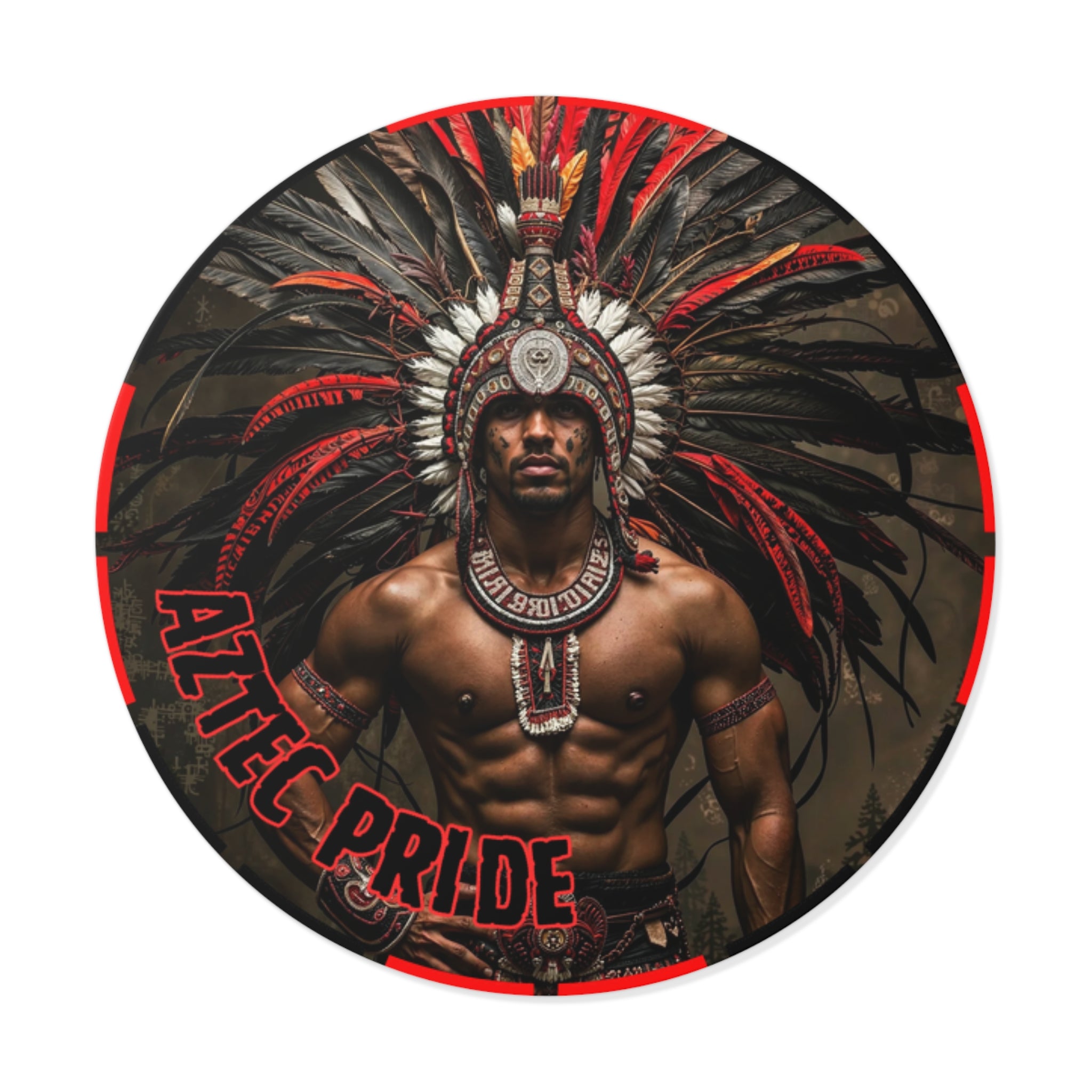 Aztec Warrior Eagle Round Vinyl Sticker – Waterproof Matte Decal (2”–6”)