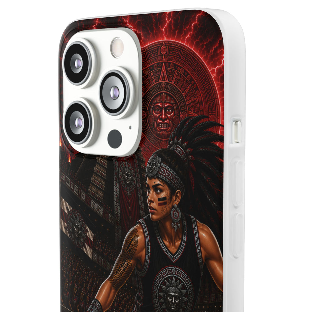 Aztec Basketball Female Warrior – Flexi Phone Case (iPhone & Samsung • Clear TPU • Made & Shipped in the USA • 🚚 FREE USA Shipping • Personalized Option)