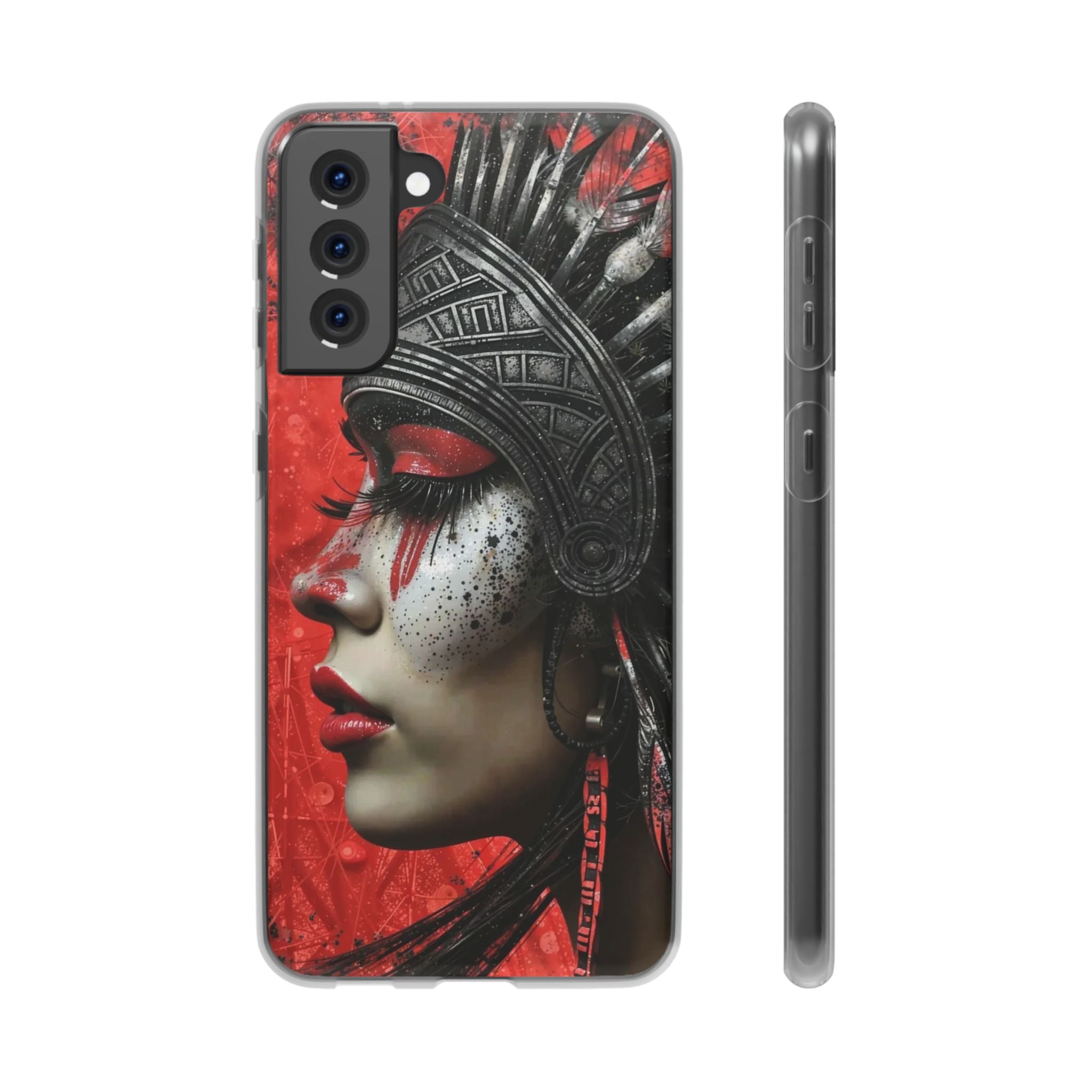 Aztec Fearless Goddess – Flexi Phone Case (iPhone & Samsung • Clear TPU • Made in USA • Personalized Option)