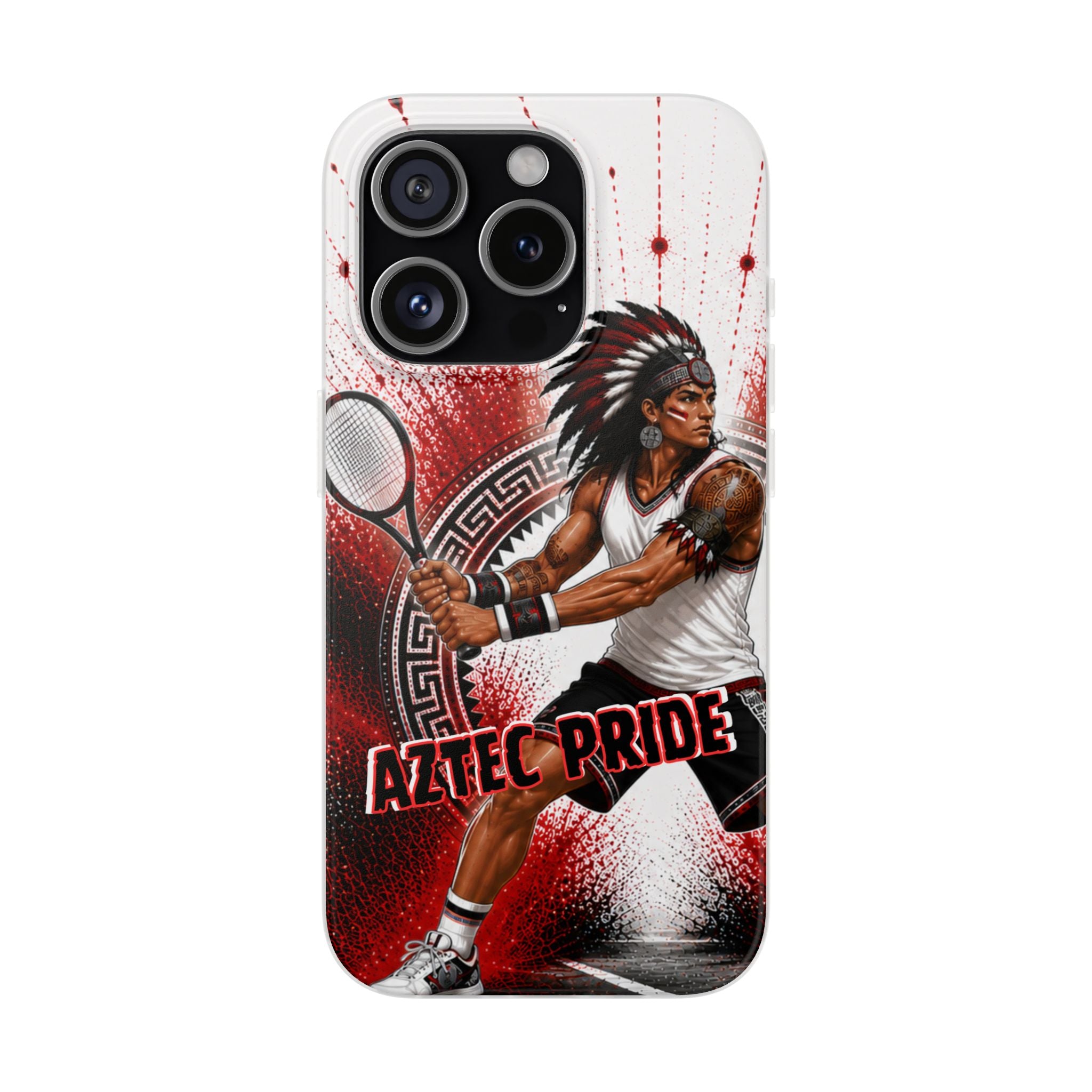 Aztec Tennis Male Warrior – Flexi Phone Case (iPhone & Samsung • Clear TPU • Made & Shipped in the USA • 🚚 FREE USA Shipping • Personalized Option)