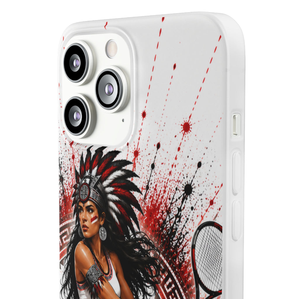 Aztec Tennis Female Warrior – Flexi Phone Case (iPhone & Samsung • Clear TPU • Made & Shipped in the USA • 🚚 FREE USA Shipping • Personalized Option)
