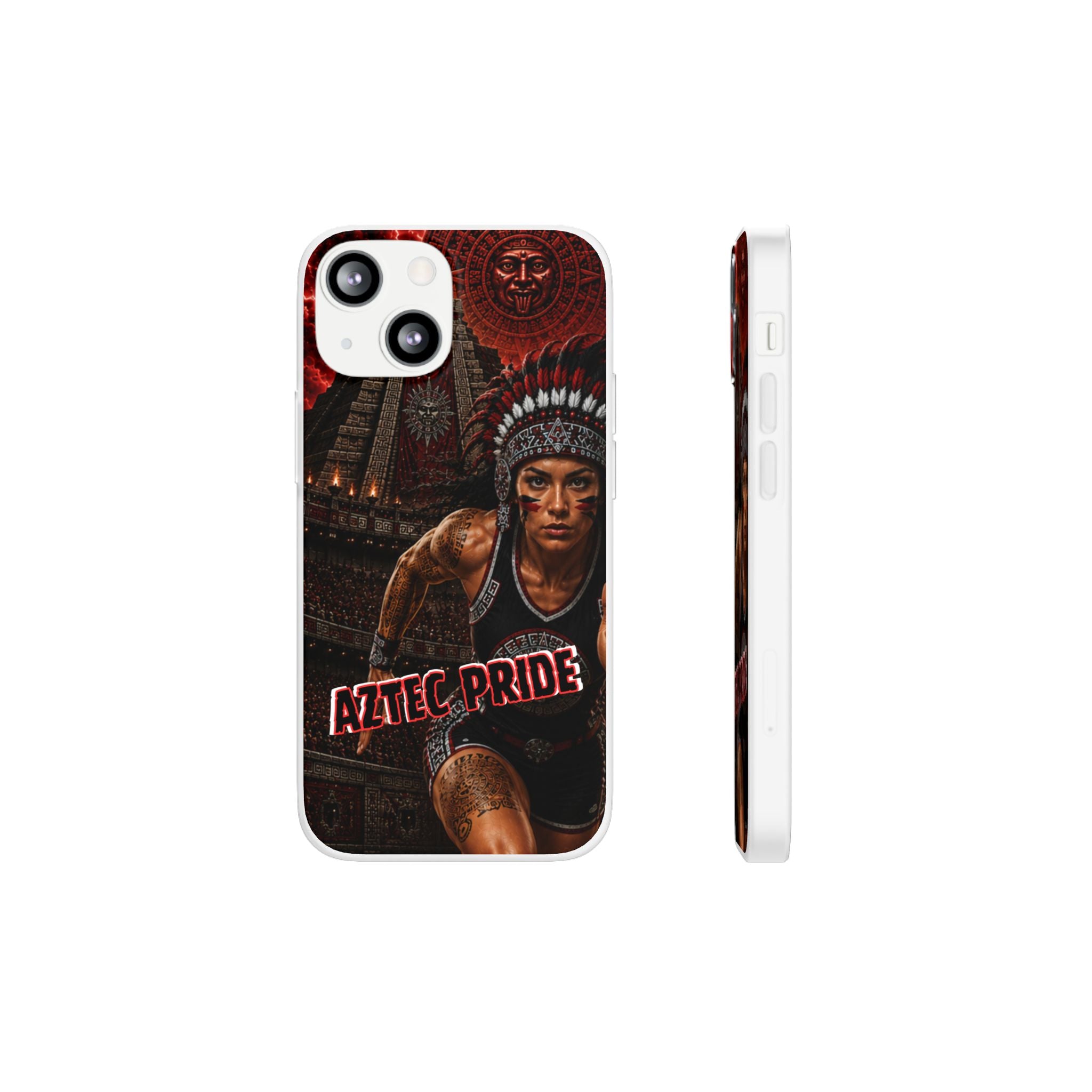 Aztec Track & Field Female Warrior – Flexi Phone Case (iPhone & Samsung • Clear TPU • Made & Shipped in the USA • 🚚 FREE USA Shipping • Personalized Option)