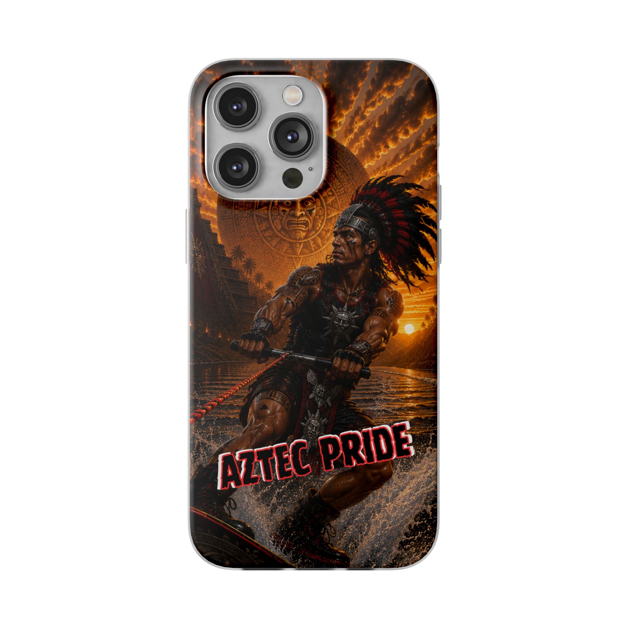 Aztec Wakeboard Male Warrior – Flexi Phone Case (iPhone & Samsung • Clear TPU • Made & Shipped in the USA • 🚚 FREE USA Shipping • Personalized Option)