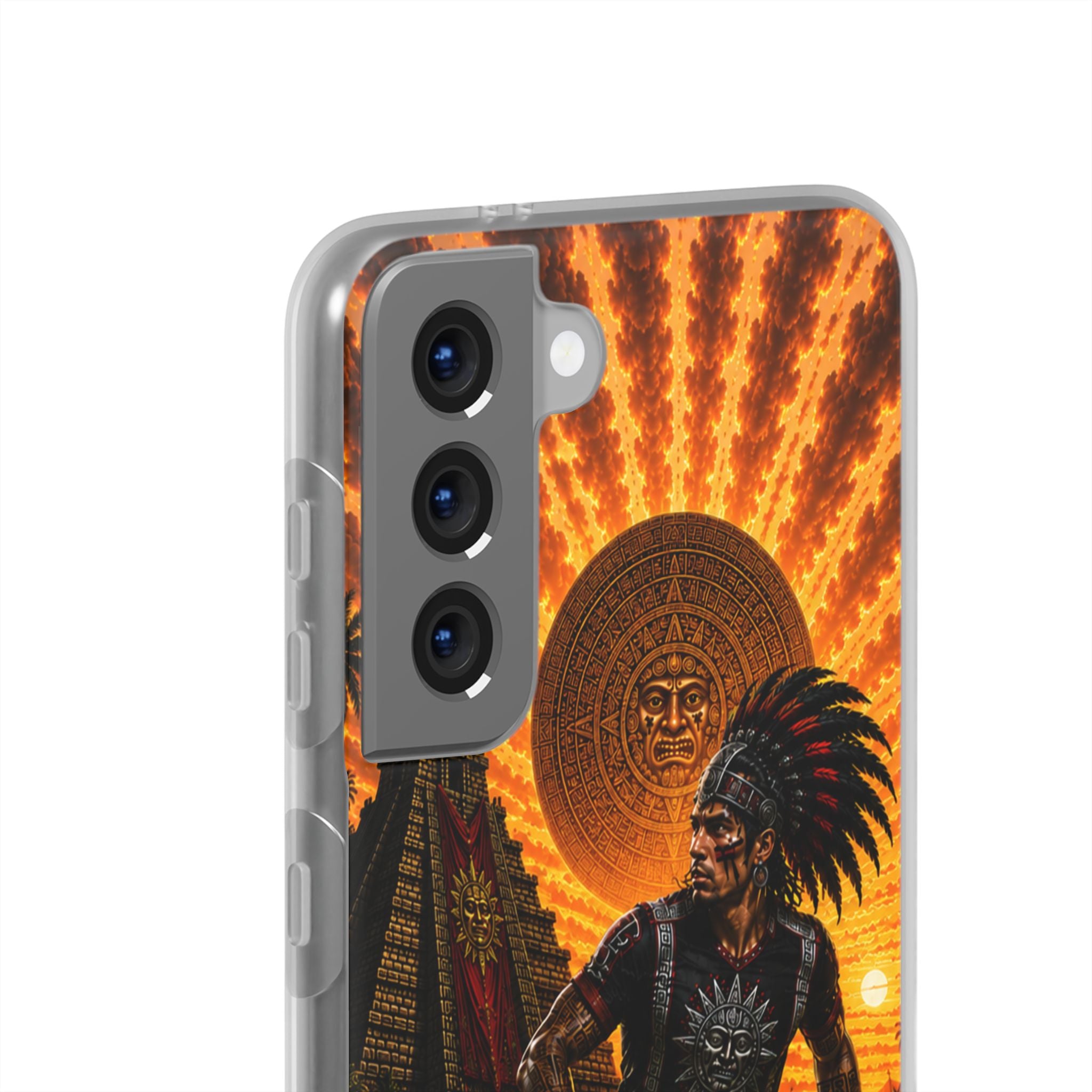 Aztec Soccer Male Warrior – Flexi Phone Case (iPhone & Samsung • Clear TPU • Made & Shipped in the USA • 🚚 FREE USA Shipping • Personalized Option)
