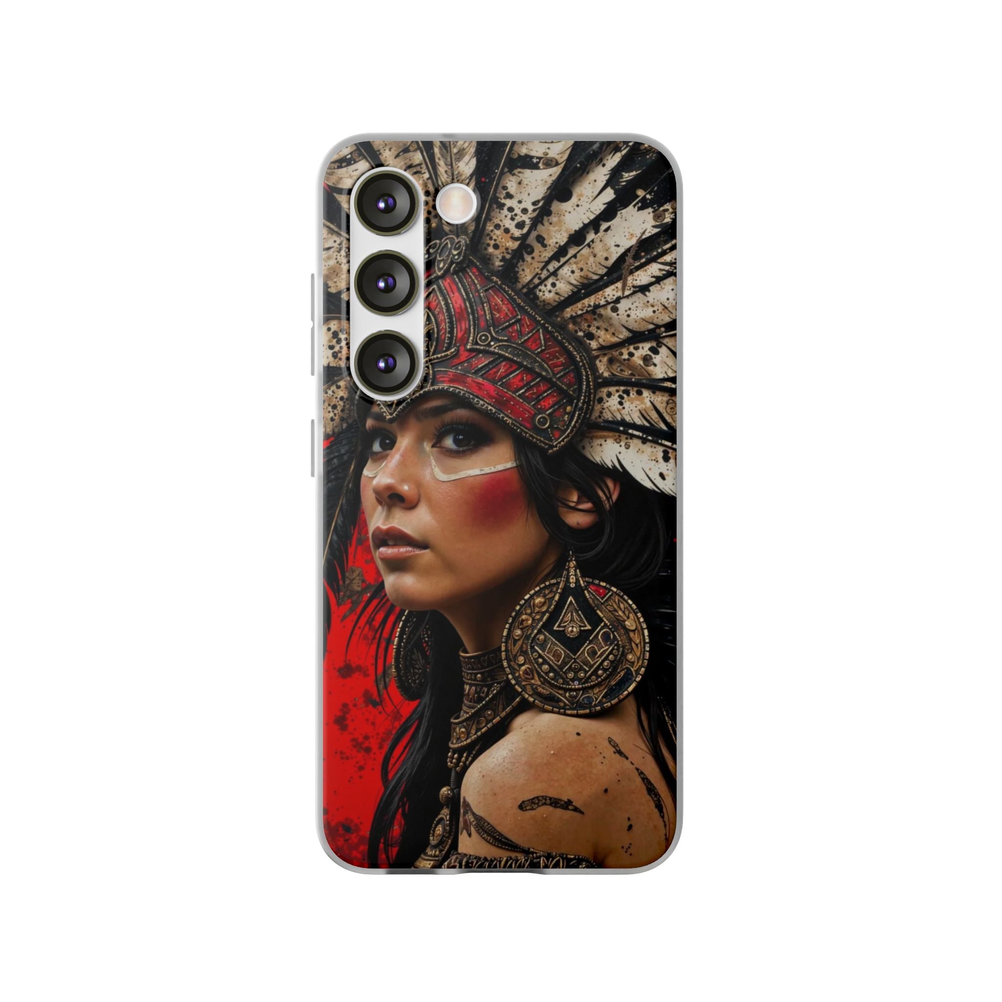 Aztec Moon Goddess – Flexi Phone Case (iPhone & Samsung • Clear TPU • Made in USA • Personalized Option)