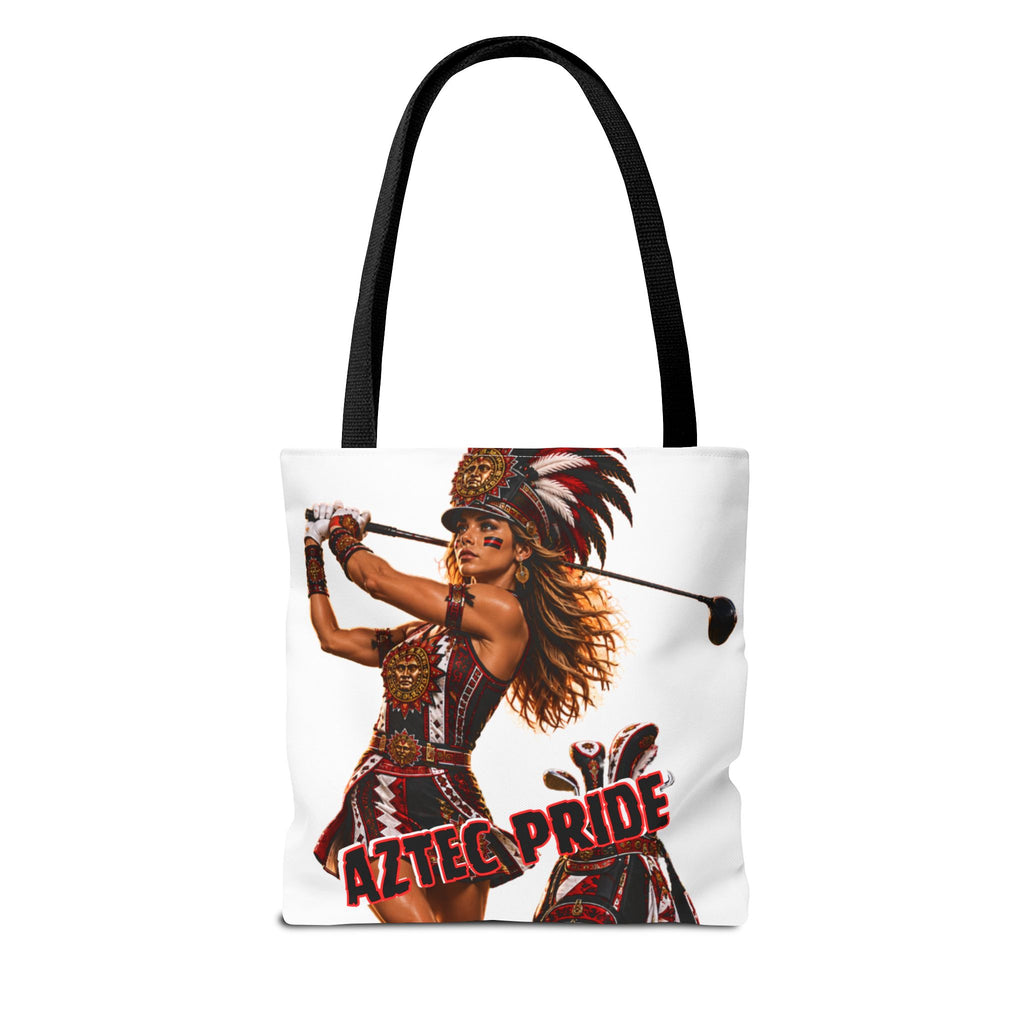 Aztec Golf Female Warrior Tote Bag | Aztec-Inspired AI Art • Made & Shipped in the USA • 🚚 FREE USA Shipping • FREE Personalization